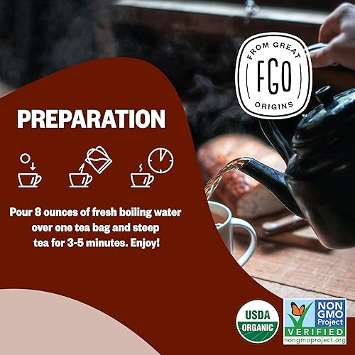 Vista 356 de FGO Té de menta orgánico, 100 unidades, bolsitas de té ecológicas, sin cafeína, el embalaje puede variar (paquete de 1)