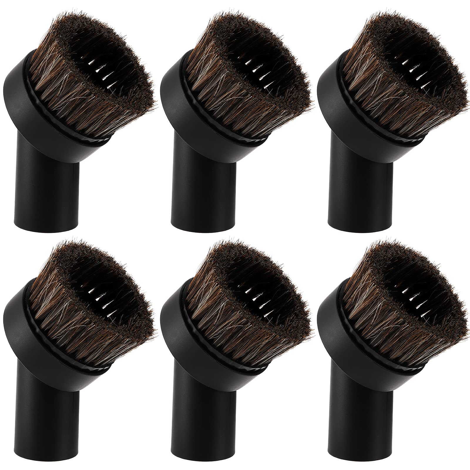 WUWEOT6 Pack 1.25" (32mm) Vacuum Cleaner Brush Round Dust Brush, 25mm Horse Hair Vacuum Cleaner Attachment Replacement, Black Brush for Most Brand Accepting