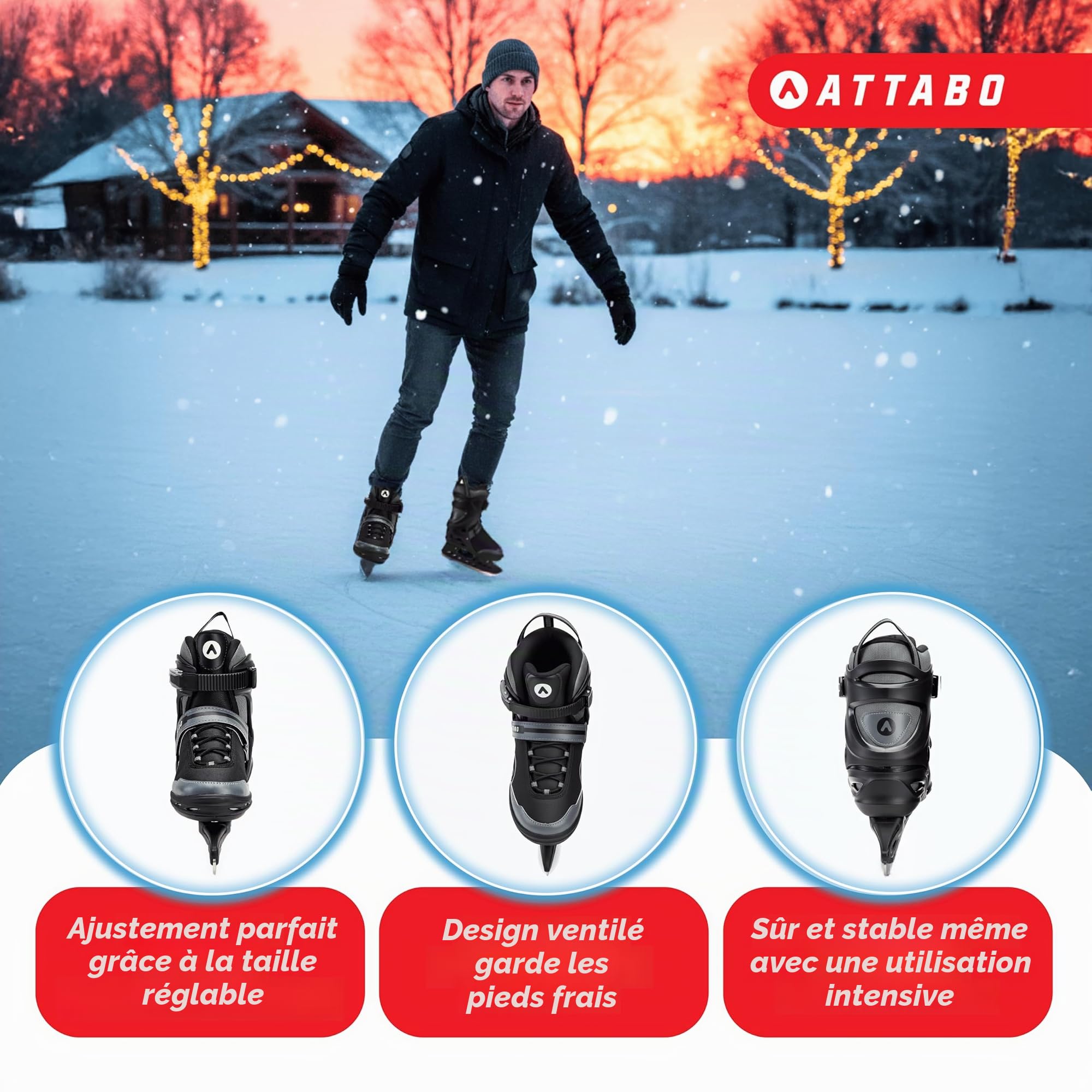 ATTABO Patins de Loisirs pour Homme Tore Couleur