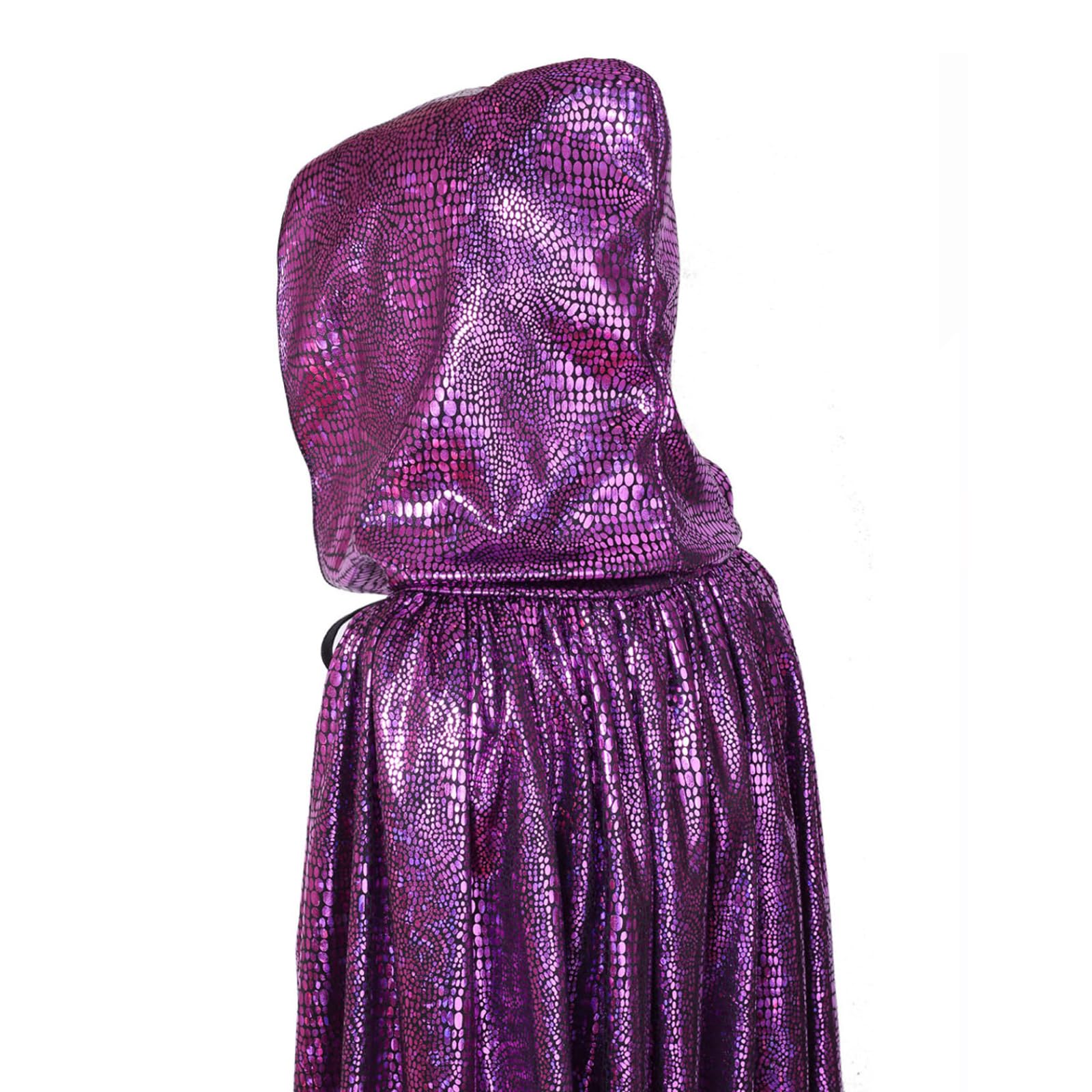 RRCBMD Adult Unisex Full Length Hooded Cloak Sparkle Shiny Cape with Hood Women Men Halloween Mardi Gras Wizard Cosplay Costume Purple 62.9Inch - Image 4