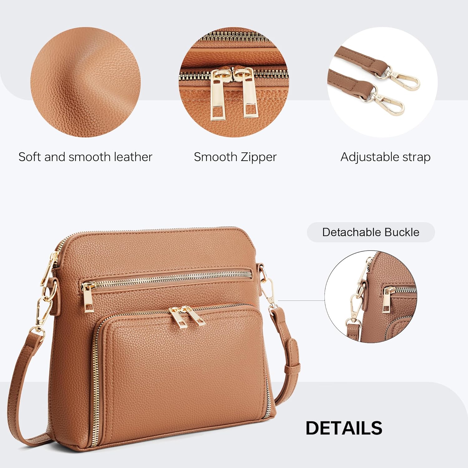 Goinsound Crossbody Purses for Women Purse with Built in Wallet Rfid Crossbody Bag - Image 6