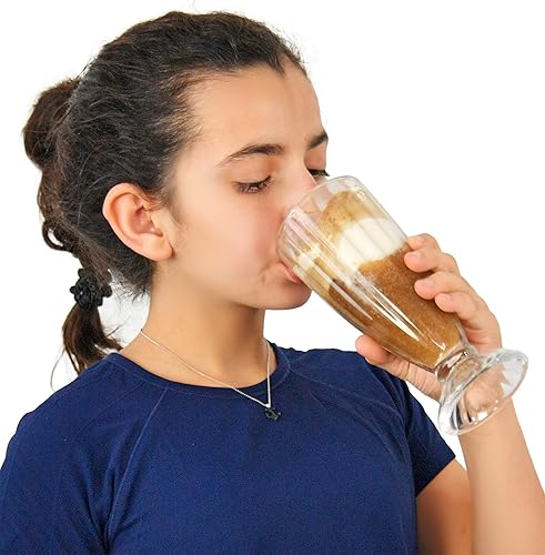 Miniatura 2 de Home-X Juego de vasos de batido de estilo vintage, cristalería acanalada antigua, tazas de postre para helados, licuados, fuente de soda clásica,