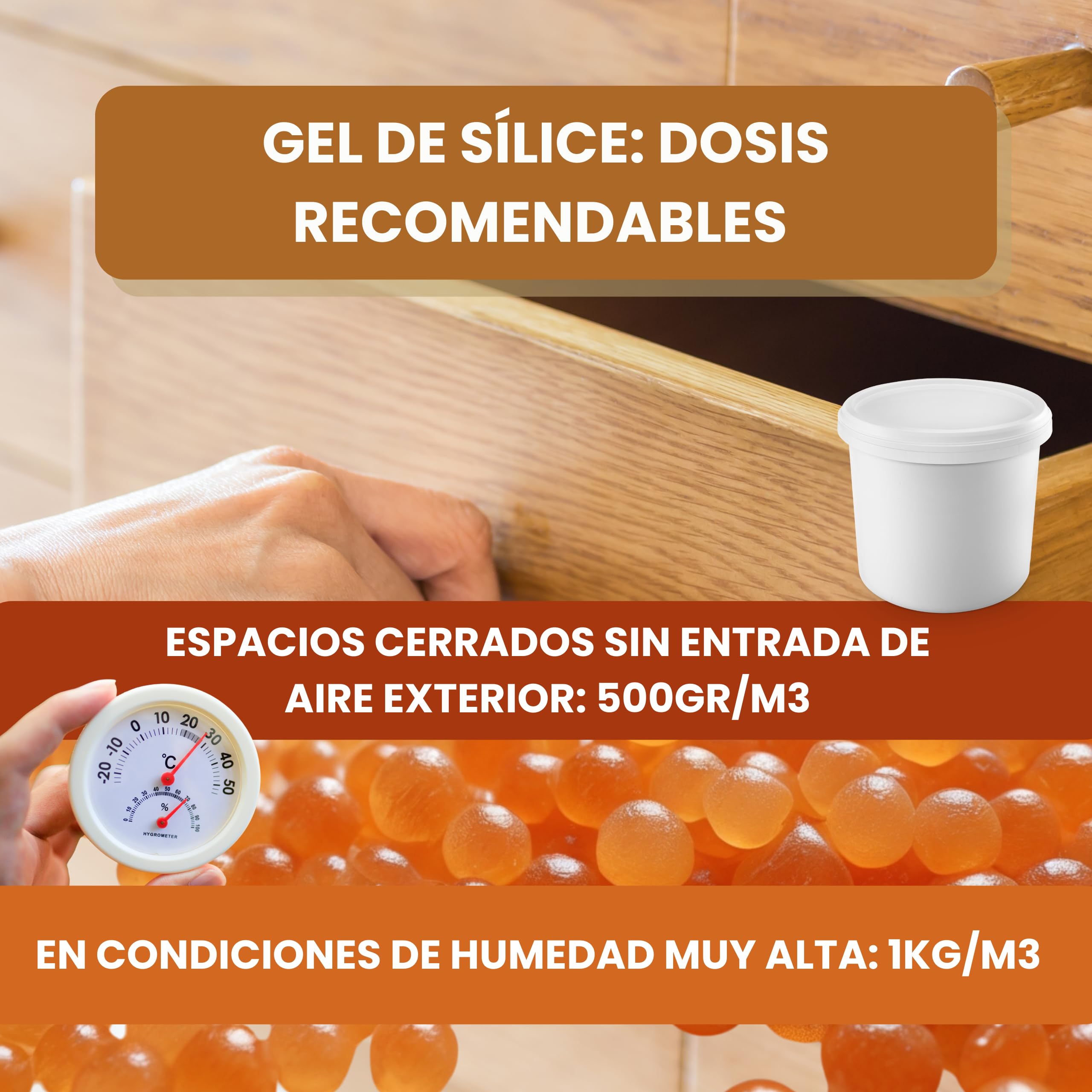 Gel de Sílice Naranja Indicador Humedad 5KG Antihumedad Natural