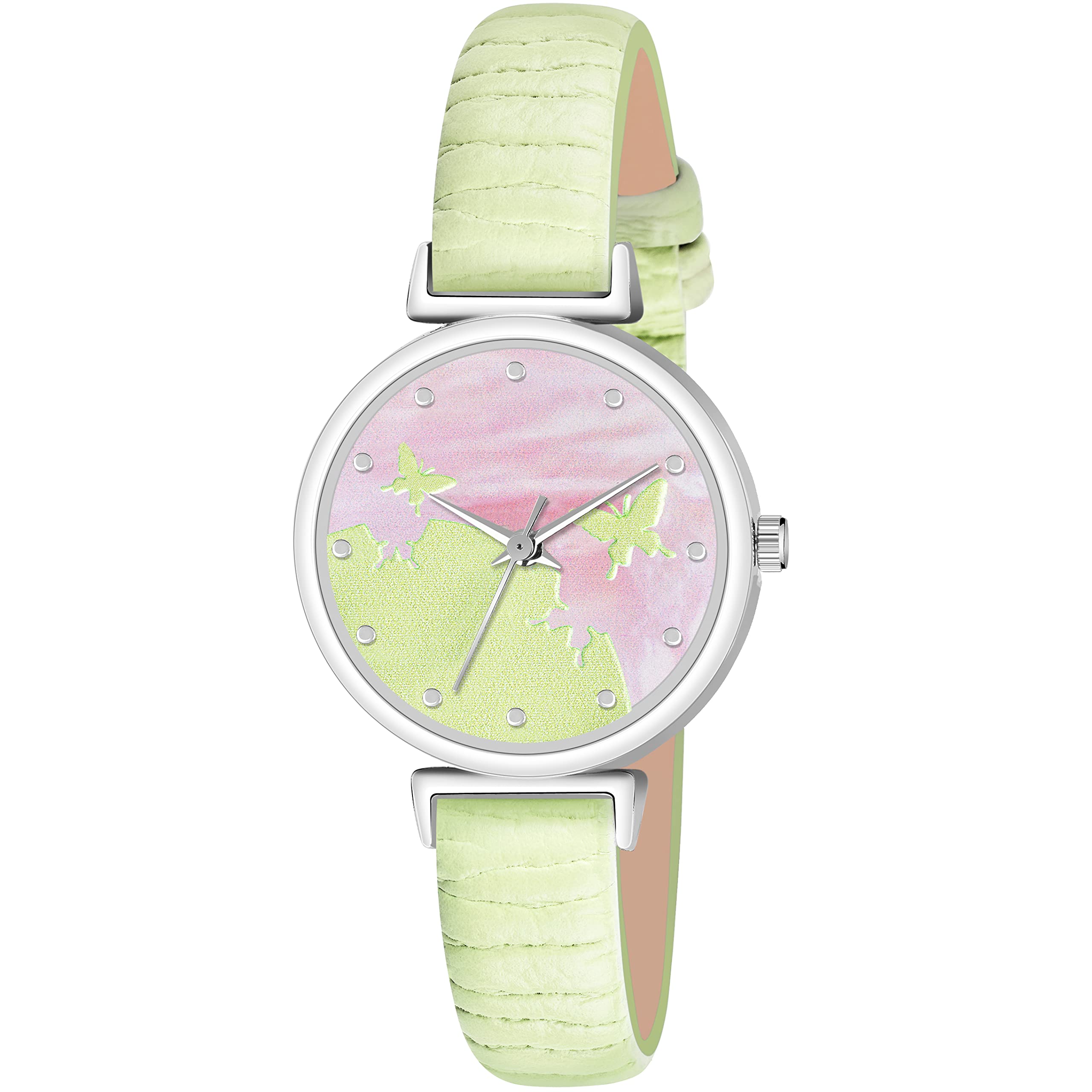 FROZIL Pista Color Analog Flying Butterfly Dial Slim Leather Belt Watches For Girls And Womens Watch, Pink, Green (B0BV6PHKLW) Amazon Price History, Amazon Price Tracker
