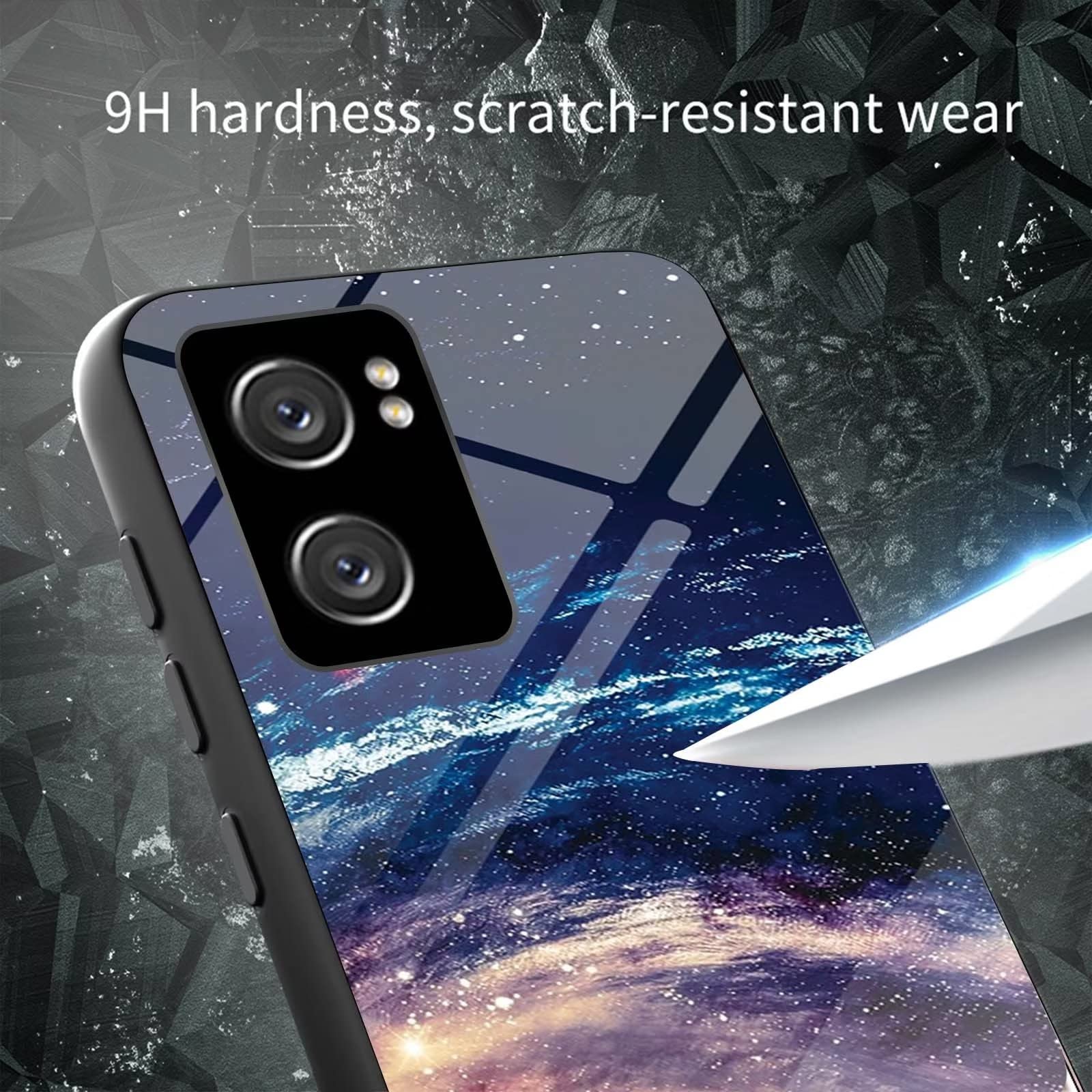 ILING Cover per Xiaomi Poco X5 Pro, Custodia Vetro Antiproiettile Ultrasottile, Case Colorato Antiurto per Assorbimento Degli Urti con Paraurti in TPU (Verde blu