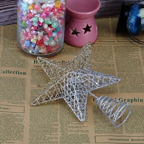 Miniatura 40 de BinaryABC Estrella para árbol de Navidad, adornos brillantes para decoración del árbol de Navidad, 7.9 in (plateado)