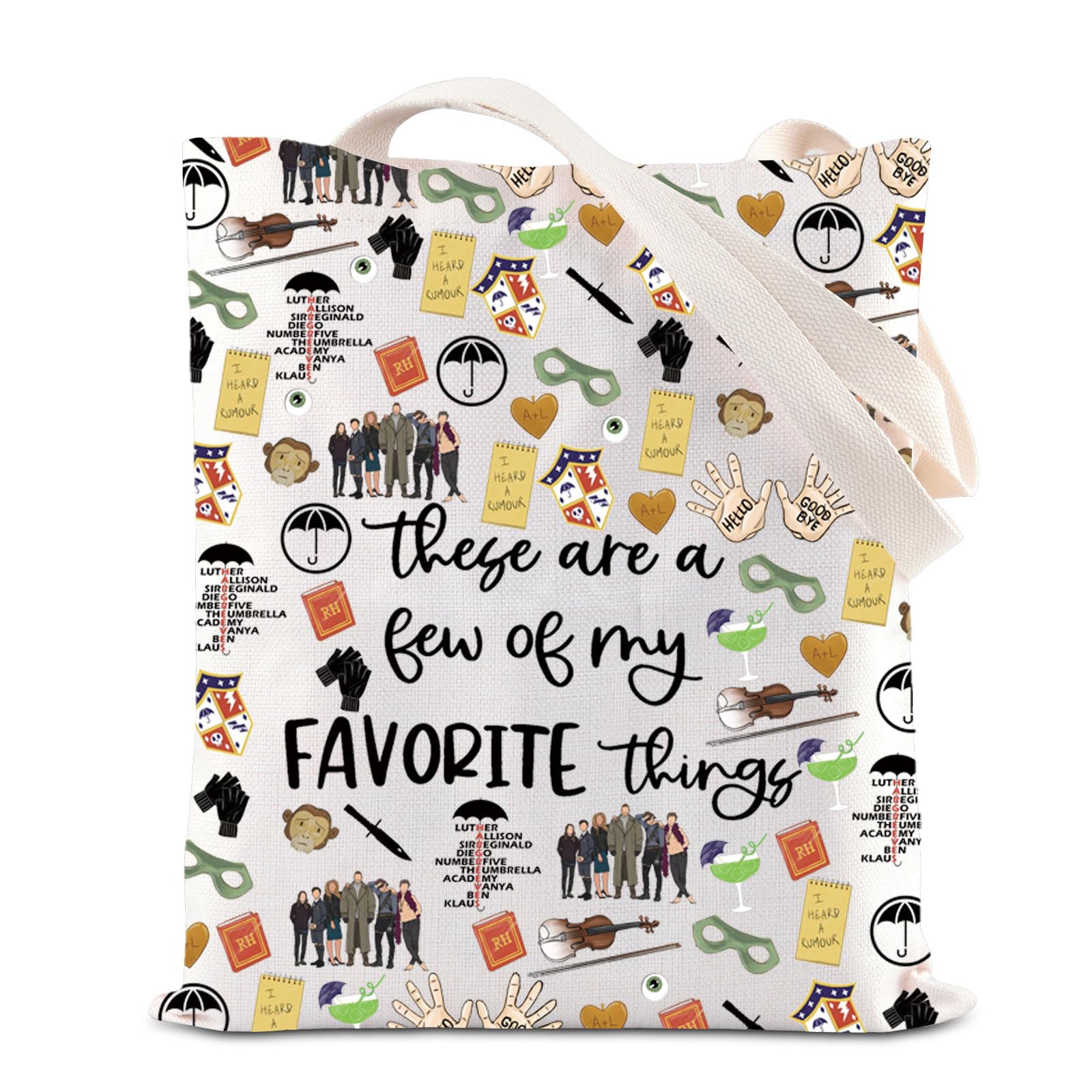 ENSIANTH TV Show Inspired Tote Bag Hello Goodbye Hands Merch Academy Team Gift Hero Shopping Bag (umbrella thing bag)