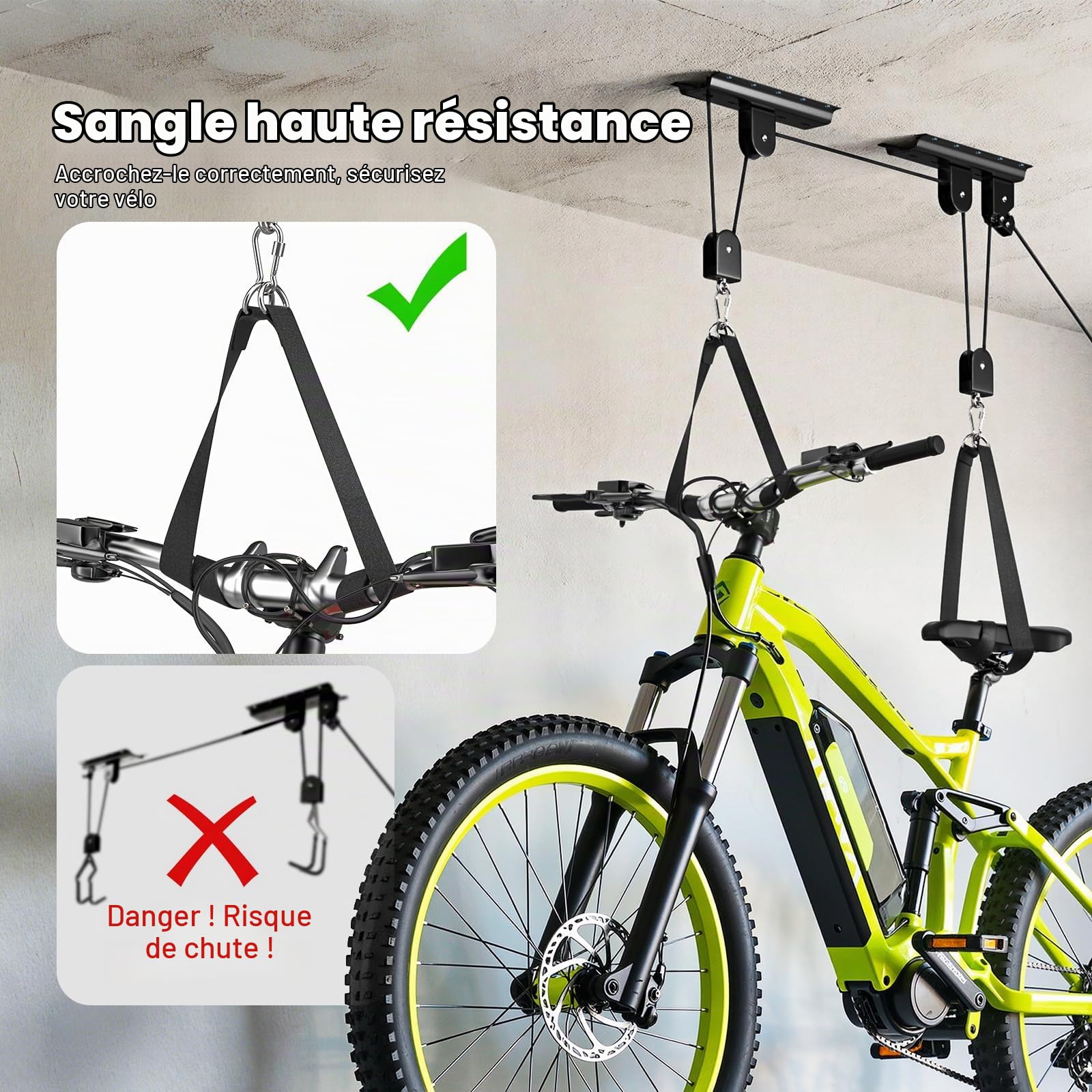Housolution Levage Vélos, [1 Pièce] Système Poulie 88Lbs