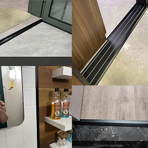 Miniatura 4 de Flauta de borde de puerta de entrada, tira de transición de piso de 1.6 pulgadas, rampa de umbral de aluminio, reductor de umbral de