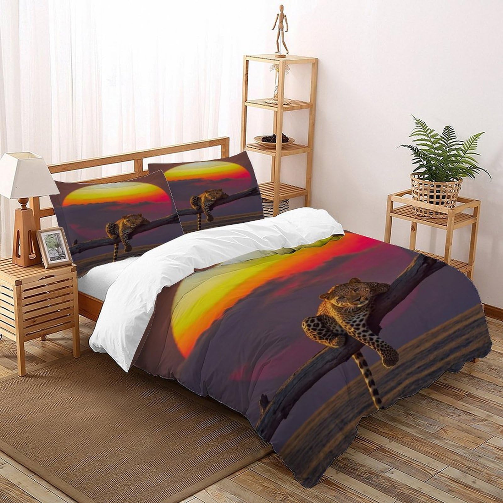Parure de lit loup housse de couette 135x200 cm idée cadeau ado animaux