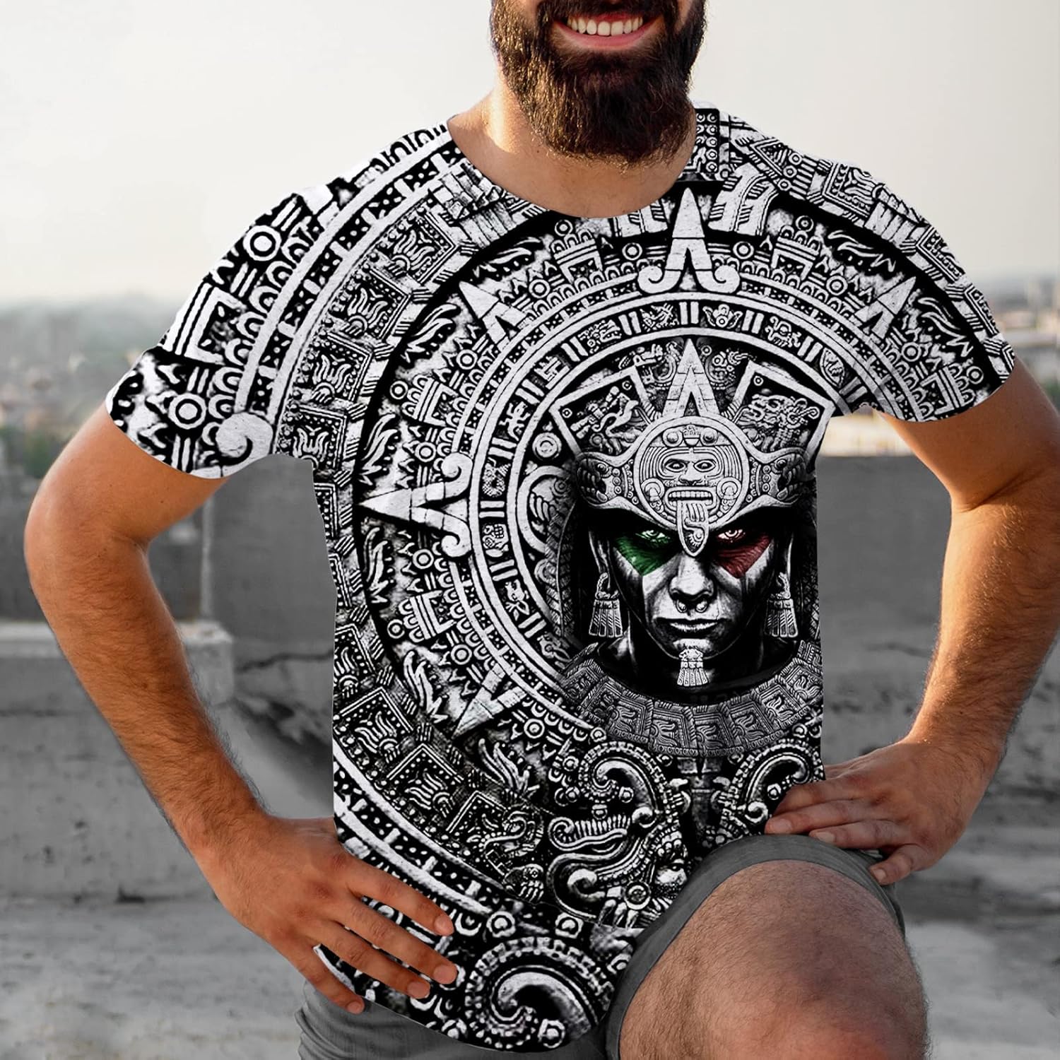 FAYBA Aztec Mexican Shirts Short Sleeves Summer Mexico Shirt Mexico Jersey Unisex 3D Shirts - Image 4