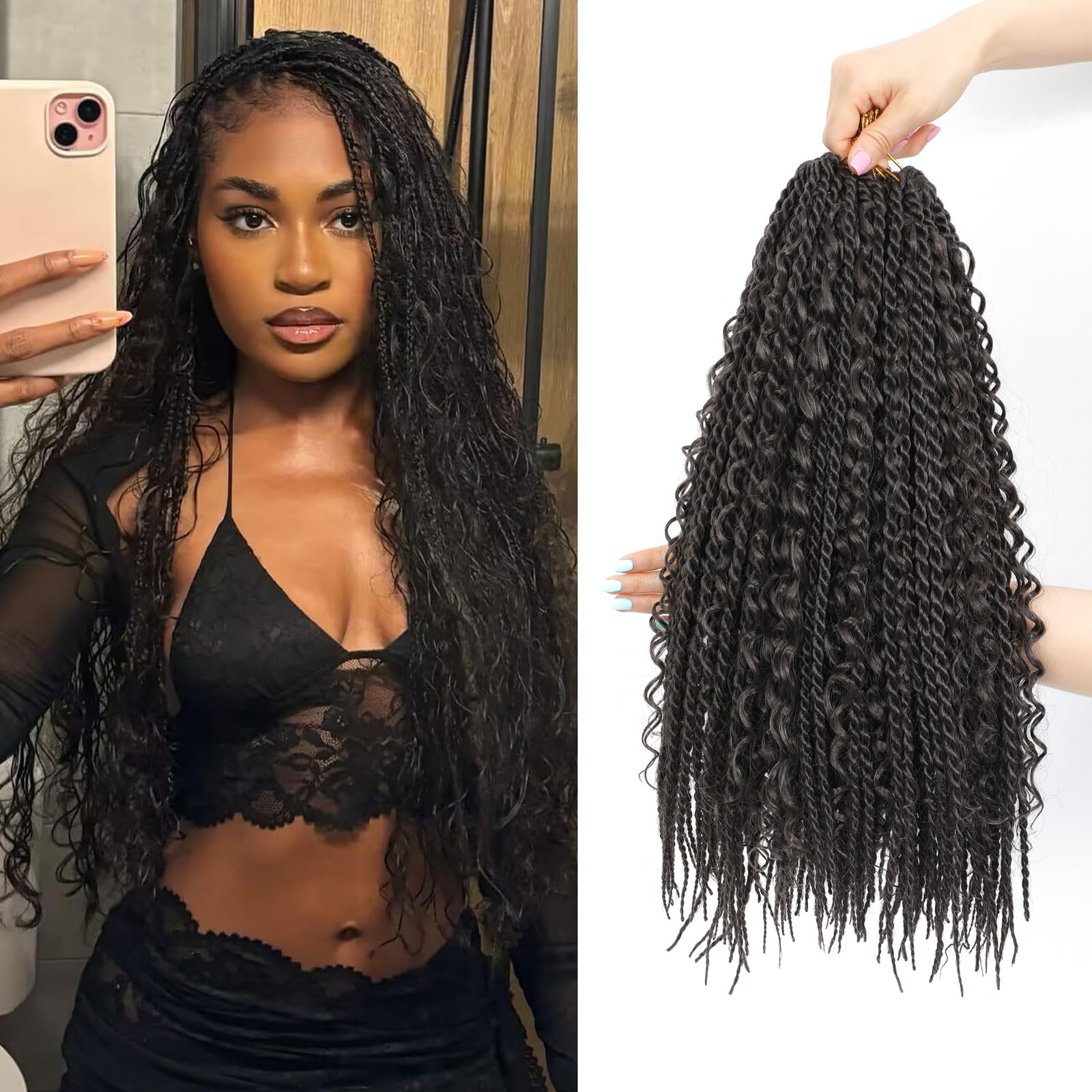 Boho Senegalese Twist Crochet Hair 8 Packs Pre Looped Goddess Island Passion Twist Crochet Braids Hair Extensions for Black Women (4#
