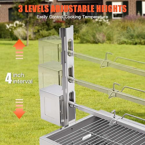 Miniatura 5 de Jocisland Kit de parrilla eléctrica para barbacoa, capacidad de 42 pulgadas, 132 libras, motor de 45 W, asador de acero inoxidable de cerdo de