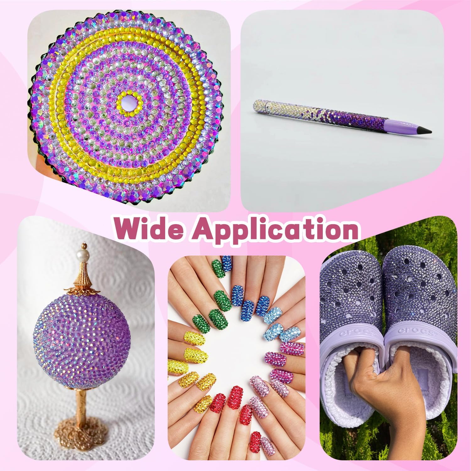20000Pcs Purple Rhinestones for Bedazzling Kit with 3Pcs B7000 Jewelry Glue | Resin Rhinestones for Crafting Crafts，Bedazzler Kit Flatback Gems for Clothing Shoes Tumblers Nail Art