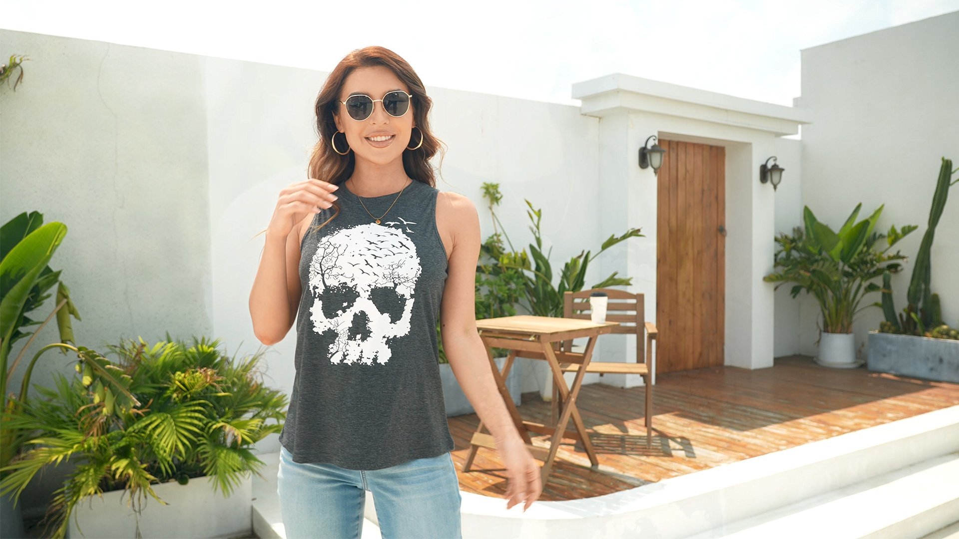Débardeur Femme Vintage « Mauvaise Vieille Femme » Avec Tête De Mort - Style Grunge Sarcastique - Coton Léger - 7
