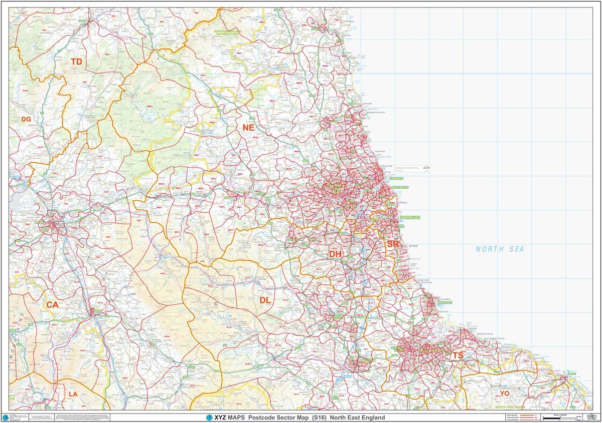 Buy XYZ Postcode Sector Map - (S)16 - North East England: Plastic ...