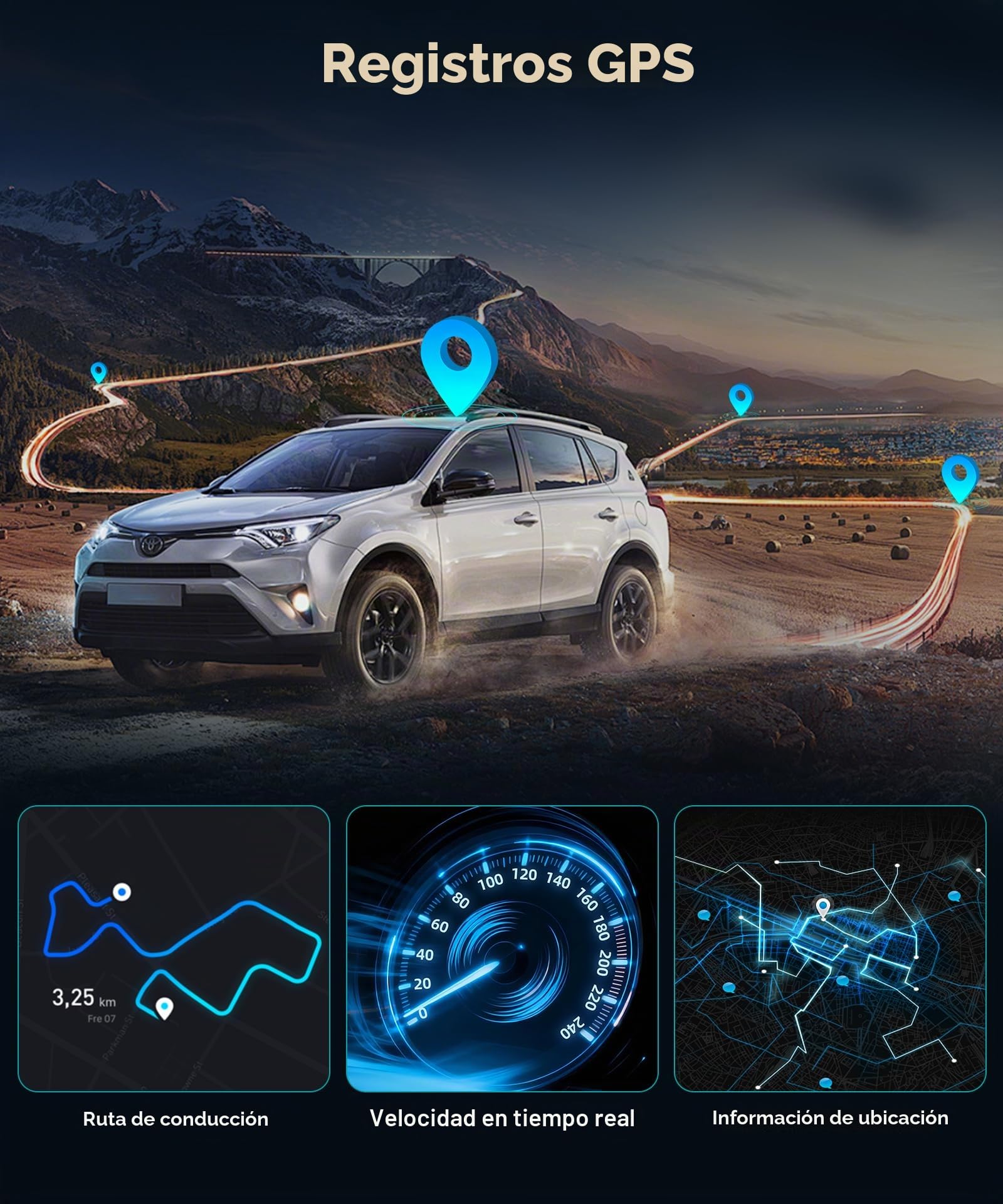 VECHTEL 4K+2K Dashcam Coche Delantera y Trasera con WiFi 5G, 2*Cámara de Coche 1080P, Pantalla IPS de 3.16 Pulgadas, Monitoreo de Estacionamiento 24H, Visión Nocturna, Sensor G, con Tarjeta de 64GB