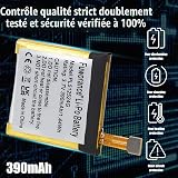 Fuworance 390mAh 3.7V PL512524G Batterie de remplacement Compatible avec Amazfit T-rex Verge Lite, A1807, A1801, A1808, A1811, A1818, A1918, GTR47, V010 Regarder Batterie Li-Polymère kit de réparation - 3