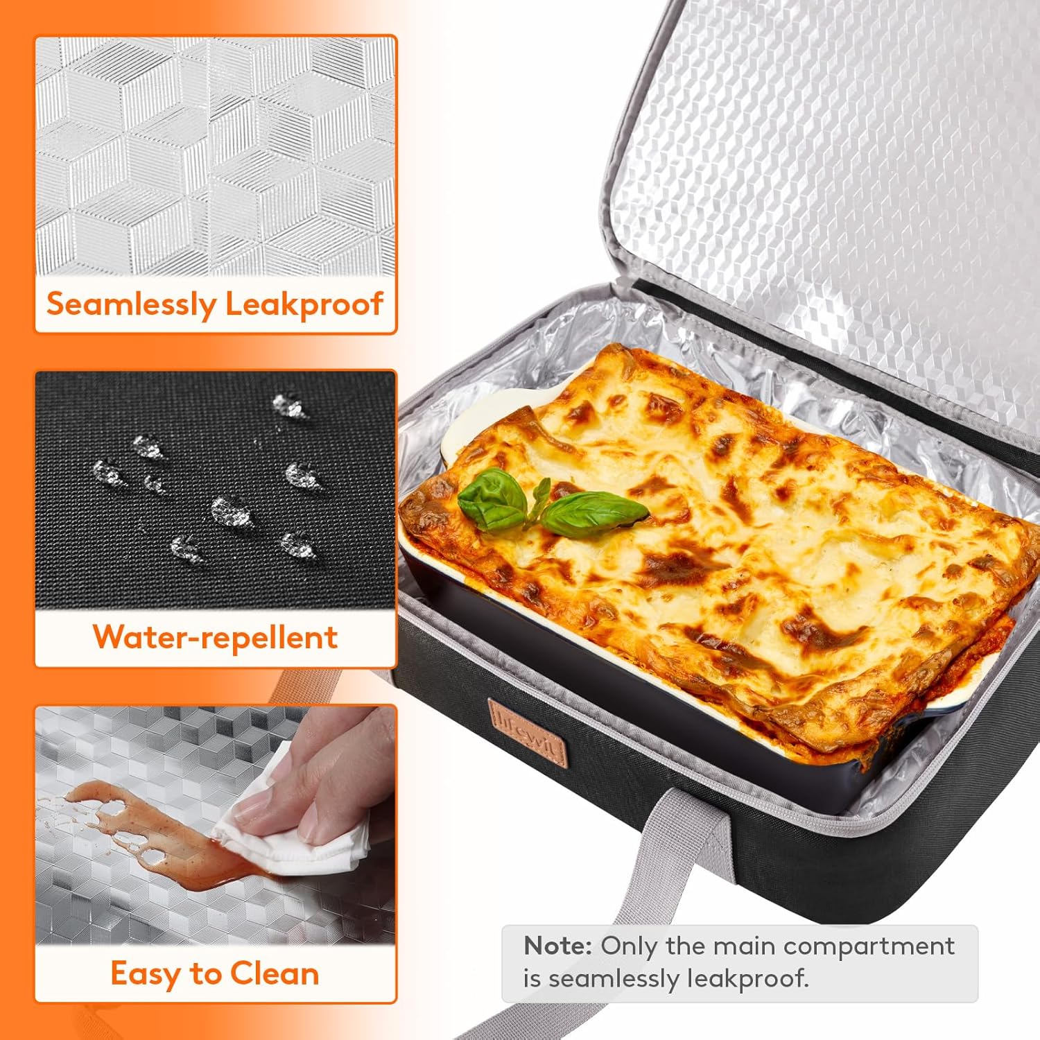 Lifewit Insulated Double Decker Casserole Carrier, Expandable Lasagna Lugger Tote Bag for Hot or Cold Food, Fits 9" x 13" Baking Dish for Potluck Parties, Picnic and Cookouts, Black-Flowers - Image 5