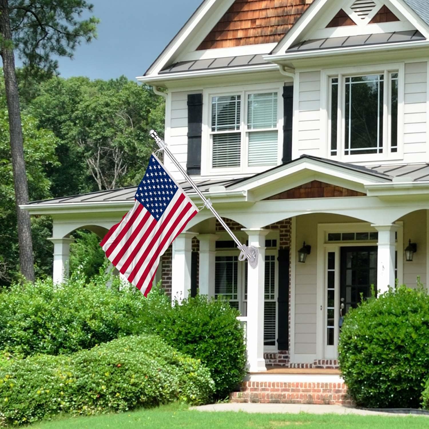 No Tangle Flag Pole Kit, 6ft Flag Pole for Outside House, Stainless Steel 1" Flagpole with Tangle Free Aluminum Flag Rings and Holder Mounting Bracket, 1 inch Flag Poles for 3x5 Flags Outdoor, 6 ft - Image 6