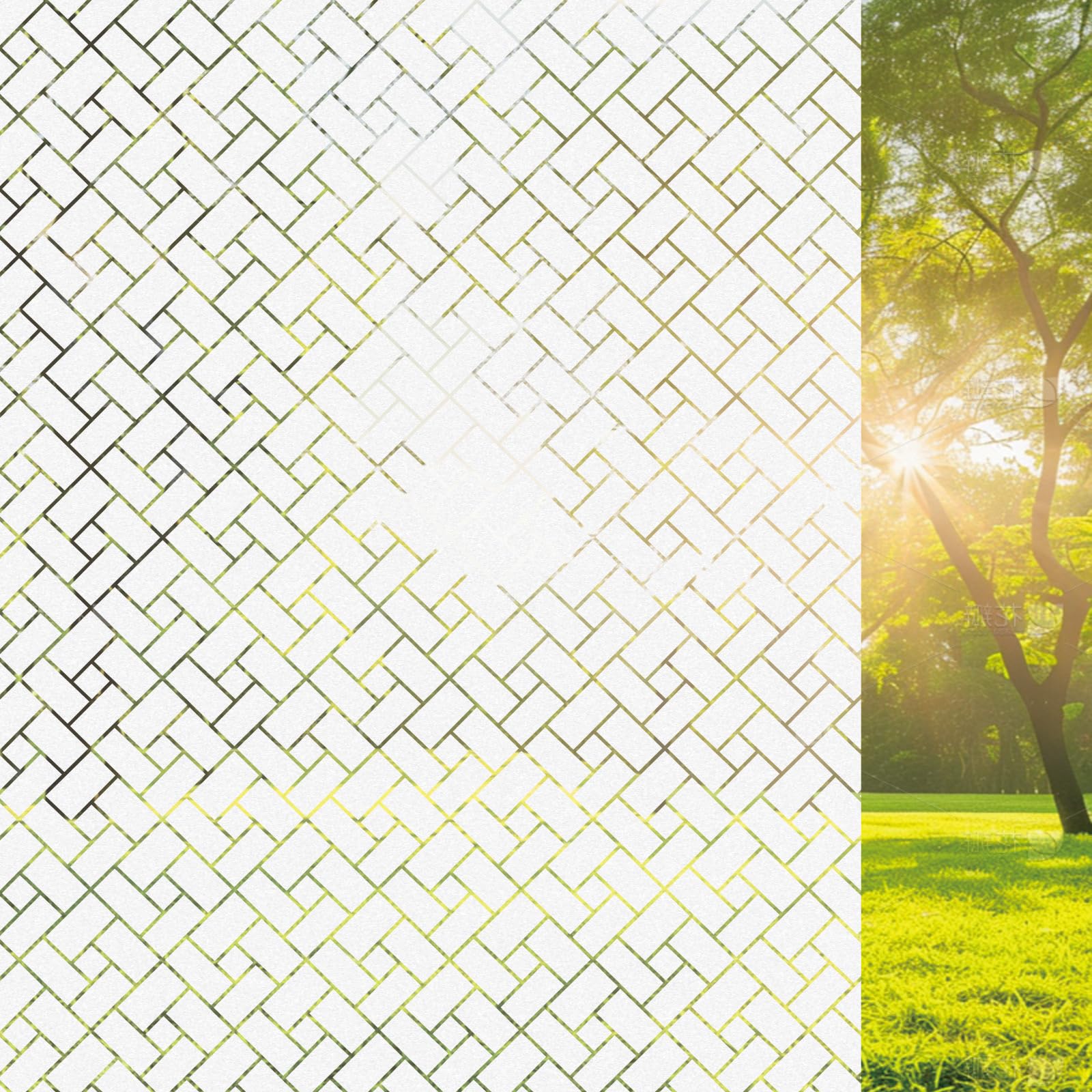 Window Film Privacy 85 x 115 cm Blocks UV Static Cling No Glue Removable Heat Cotrol, Privacy Protection, Non Adhesive Window Film for Home Office, Oblique Grid