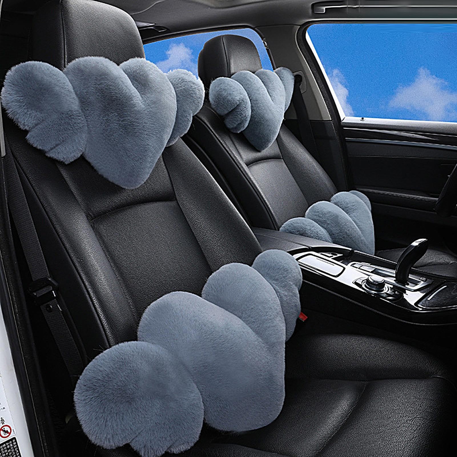 Cuscino cervicale a forma di cuore per auto, cuscino per il | seggiolino auto a forma di cuore – 2 poggiatesta morbidi e confortevoli, comodi cuscini per il collo 'auto