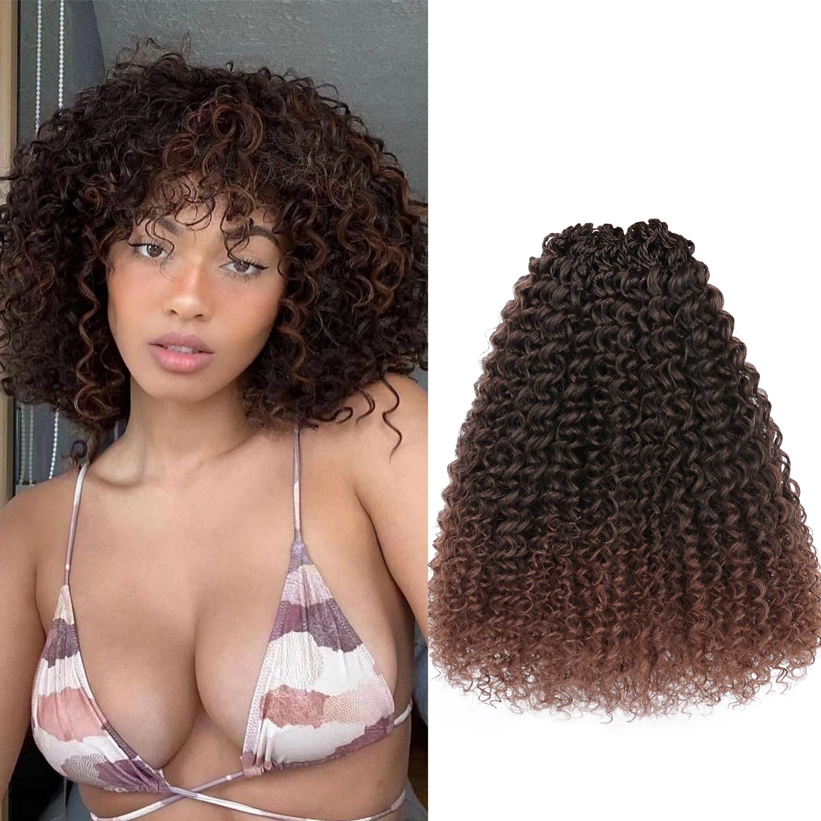 Beverlee kinky crochet hair 12 Inch Crochet Hair Curly 8 Packs Micro Twist Kinky Curly Crochet Hair Yanky Twist Crochet Hair Synthetic Wavy Pre Looped