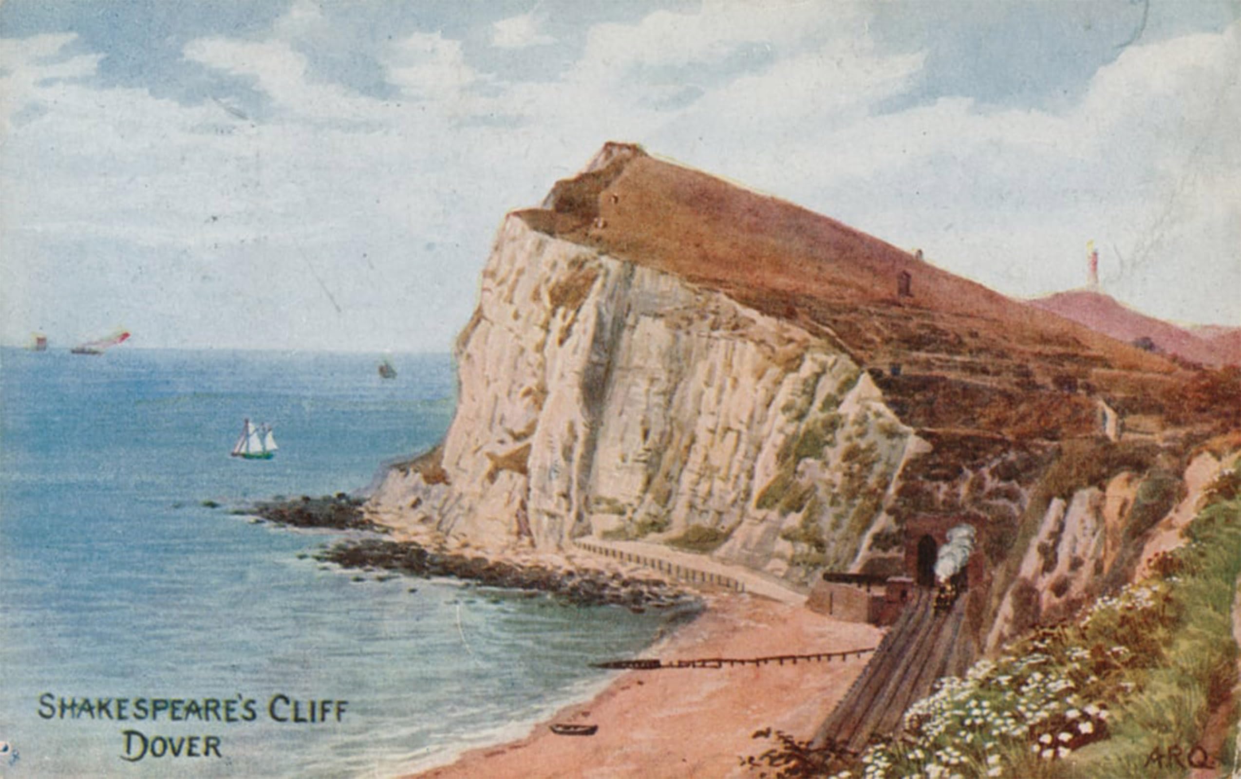 Posteriik No Frame Vintage Print Pop Art Landscape Artwork Shakespeare's Cliff Dover By Alfred Robert Quinton Art Prints For Office Home Decor 60X90cm