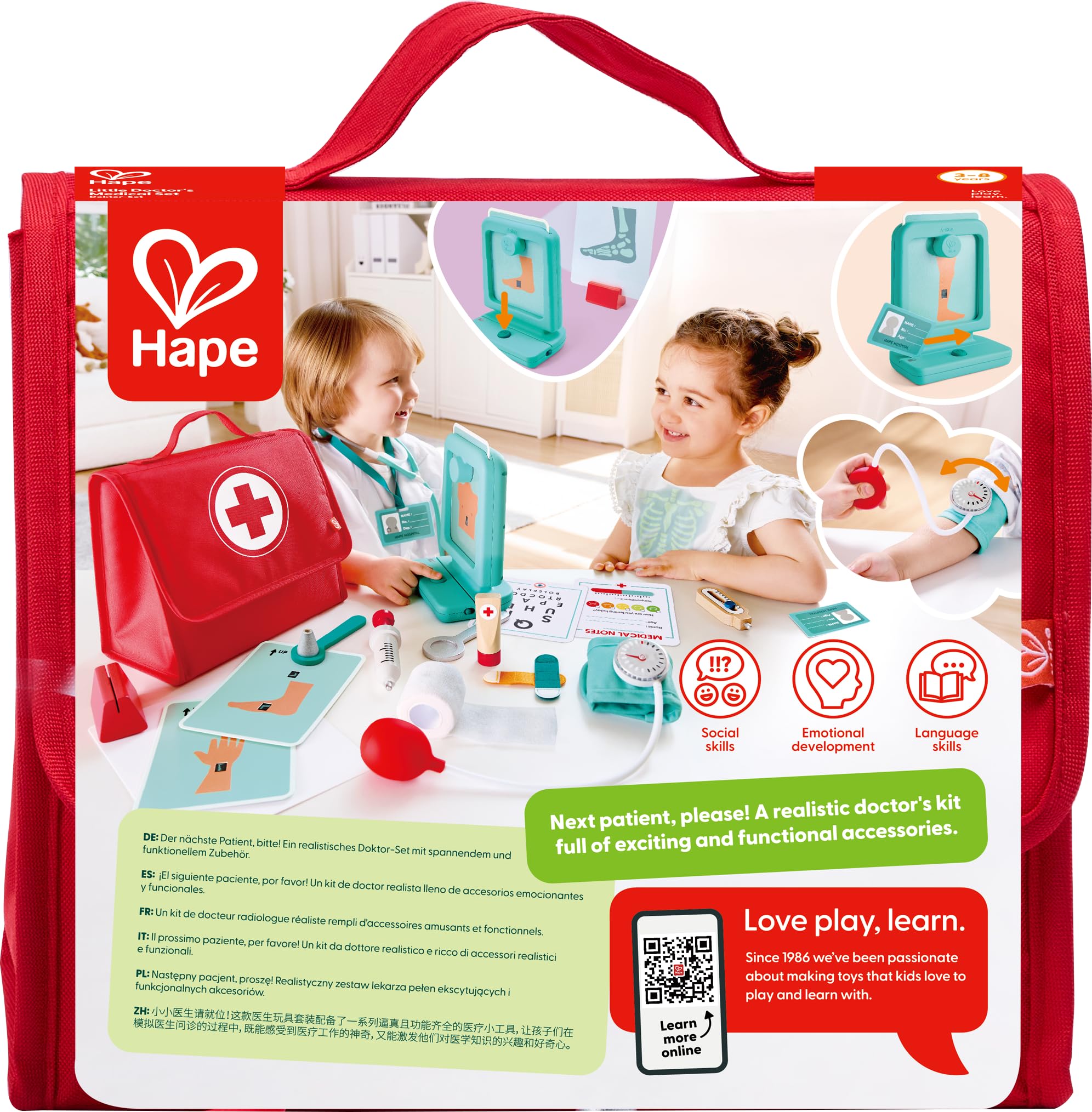 Hape | Jeux en Bois pour Enfants | Trousse de médecin avec Instruments interactifs
