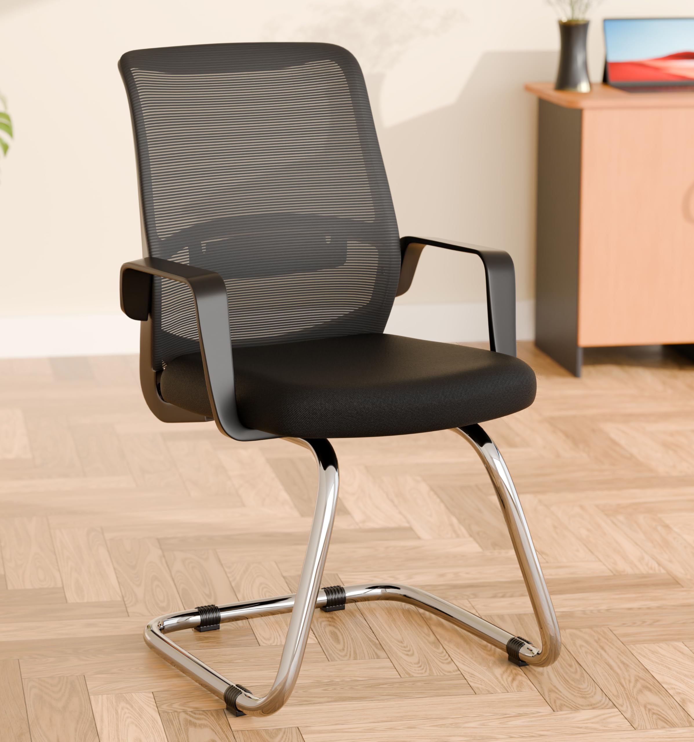 Da URBAN® Dysen Mid Back Mesh Visitor Chair | Heavy Duty Metal Frame | Office Visitor/Study/Waiting Room Sitting Chair| Professional Look Ergonomic Chair (Black)-image-45