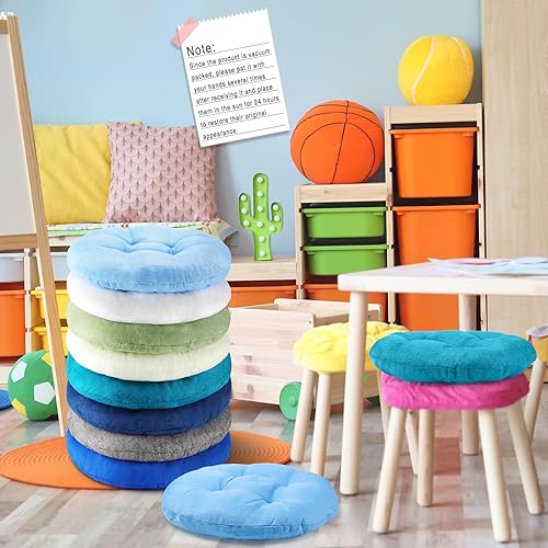 Miniatura 7 de Fumete 16 cojines redondos de piso de 16 pulgadas para niños y niños pequeños, cojín de suelo flexible para muebles de aula, para el hogar,
