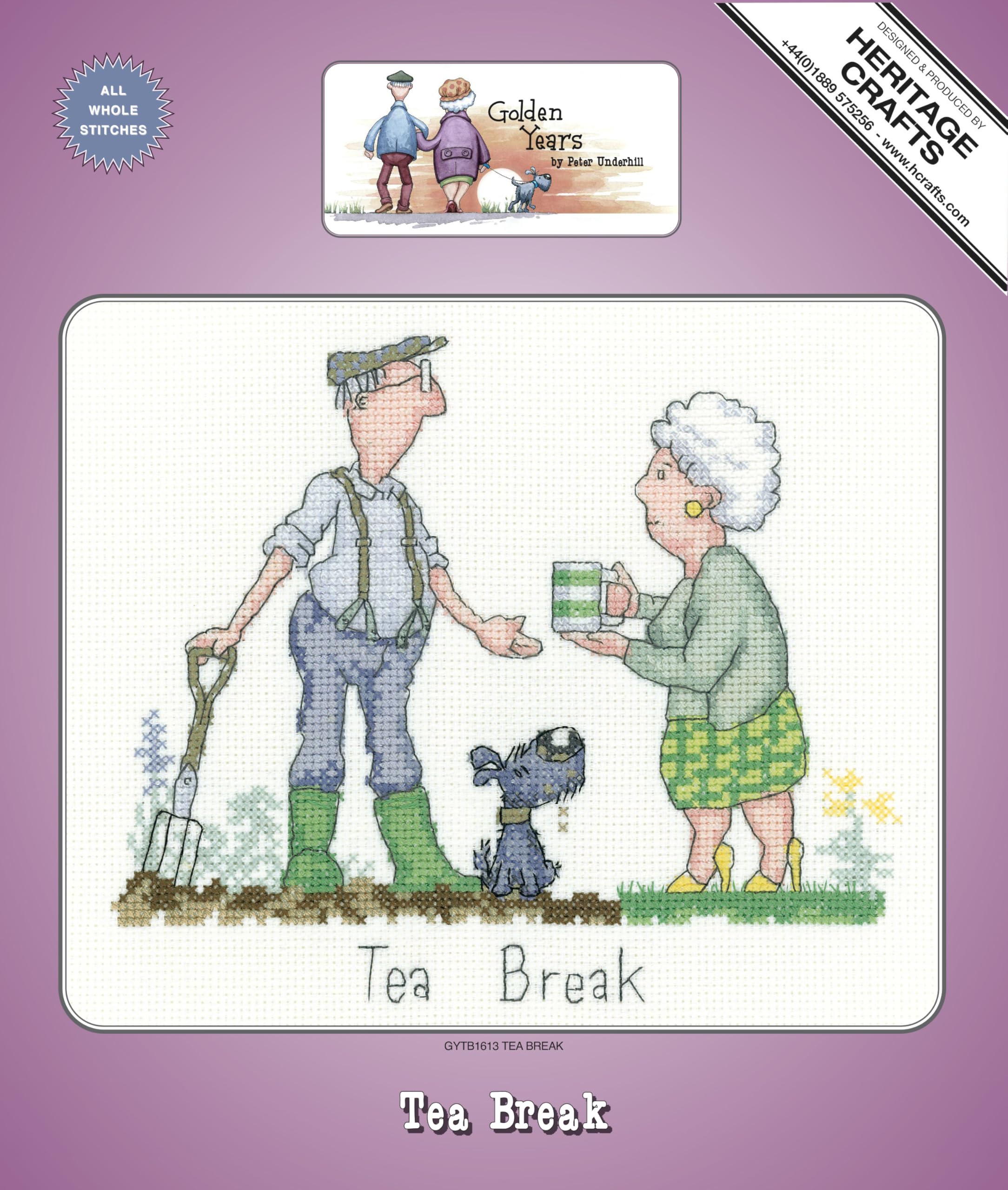 Heritage Crafts Cross Stitch Kit - Golden Years, Tea Break