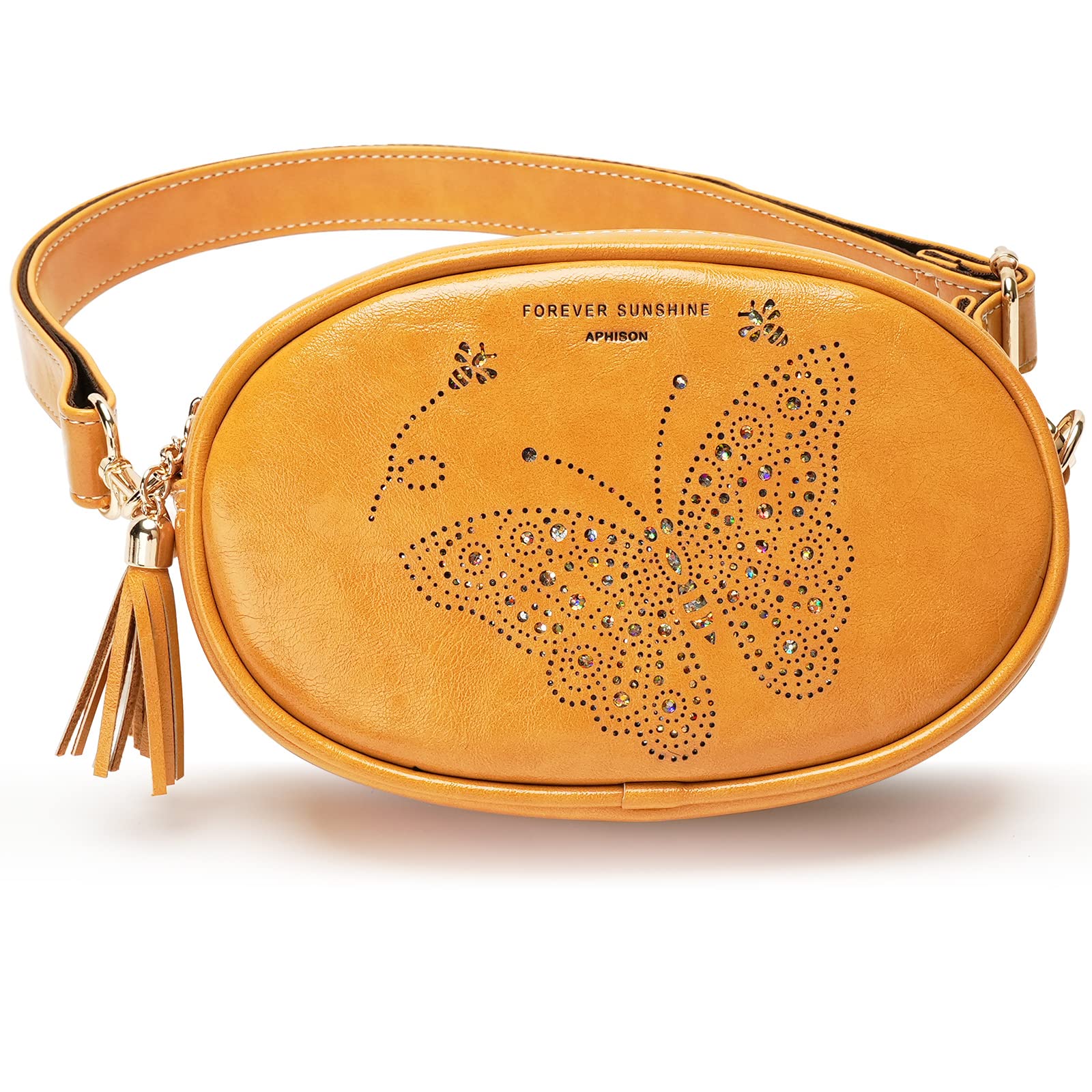 APHISON Fanny Pack for Women White Crossbody Everywhere Belt Bag Traveling Bag with 2 Adjustable Straps, Bum sling bag Fashion Waist Pack Outdoors,Workout,Casual,Running,Hiking,Cycling - YELLOW