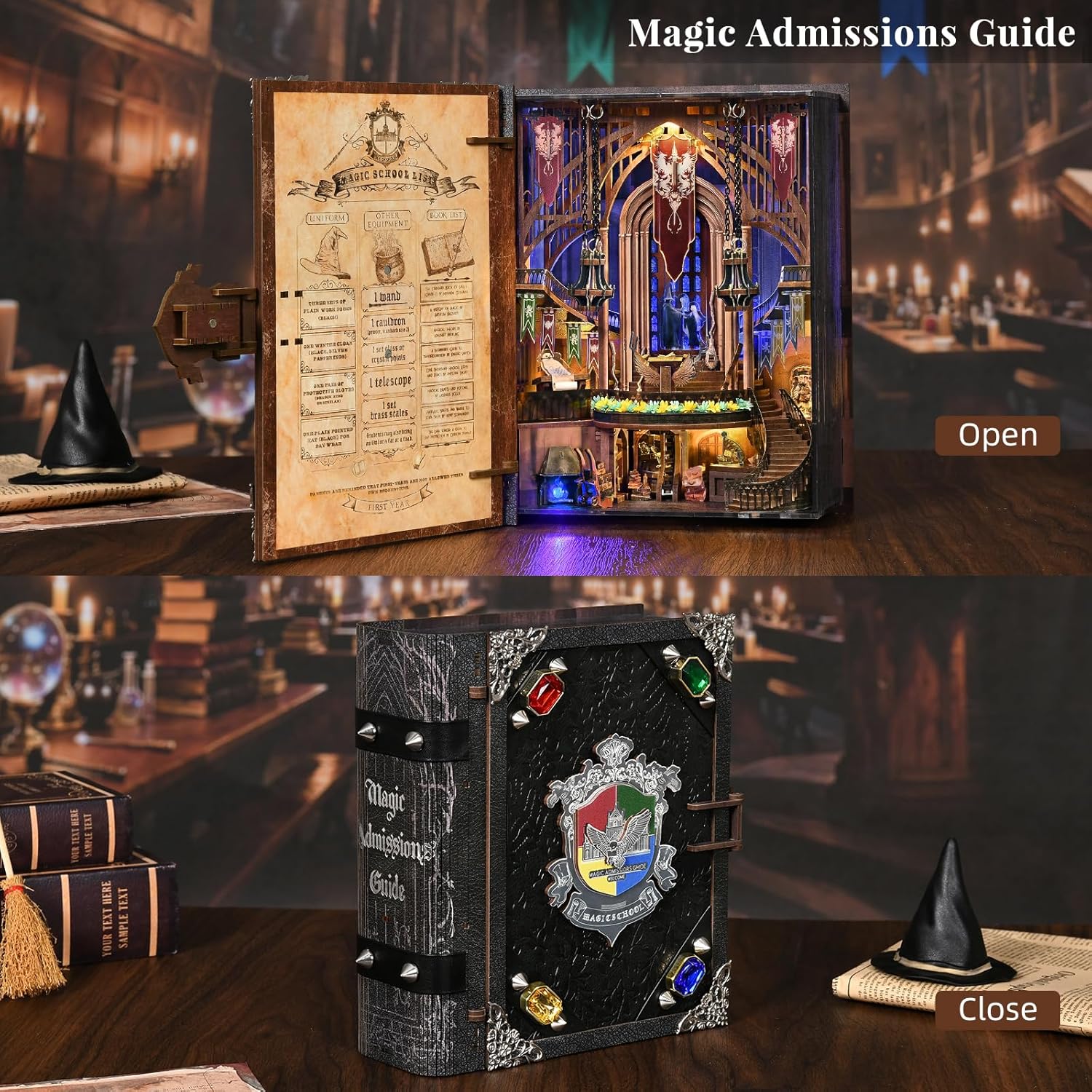 MiniCity DIY Dollhouse Book Nook Kit with LED Light for Teens and Adults (Magic Admissions Guide)