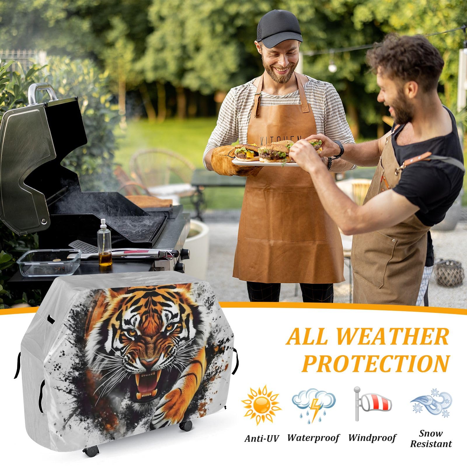 Fierce Tiger - Funda para barbacoa impermeable y resistente al aire libre