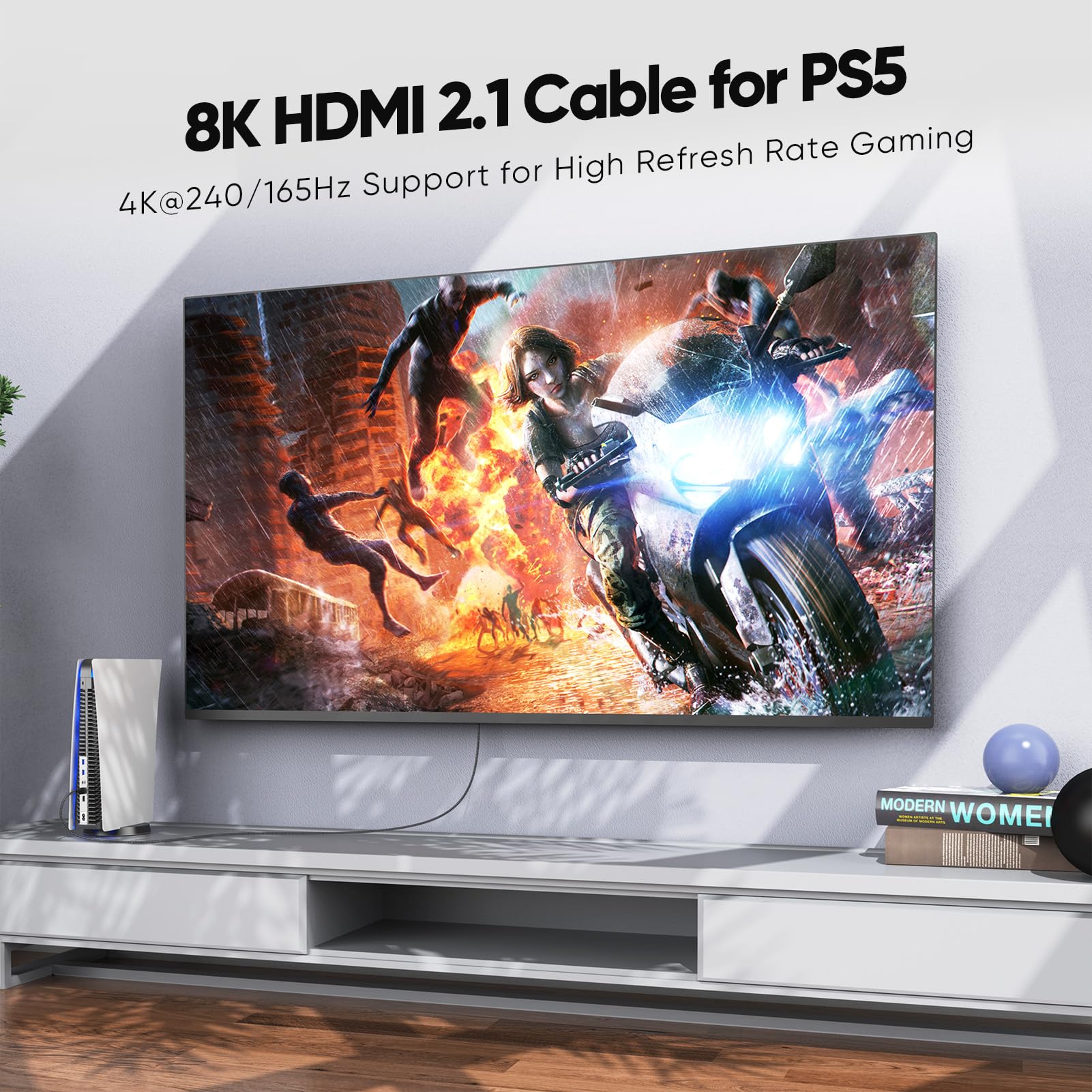 Confezione da 10 cavi HDMI da 8 K a HDMI 2.1, ad altissima velocità, 48 Gbps, confezione multipla di cavi HDMI da 8 K a 60 Hz, 4K a 240/165/144 Hz per TV LG OLED, Roku TV, Soundbar, TV 4K/8K