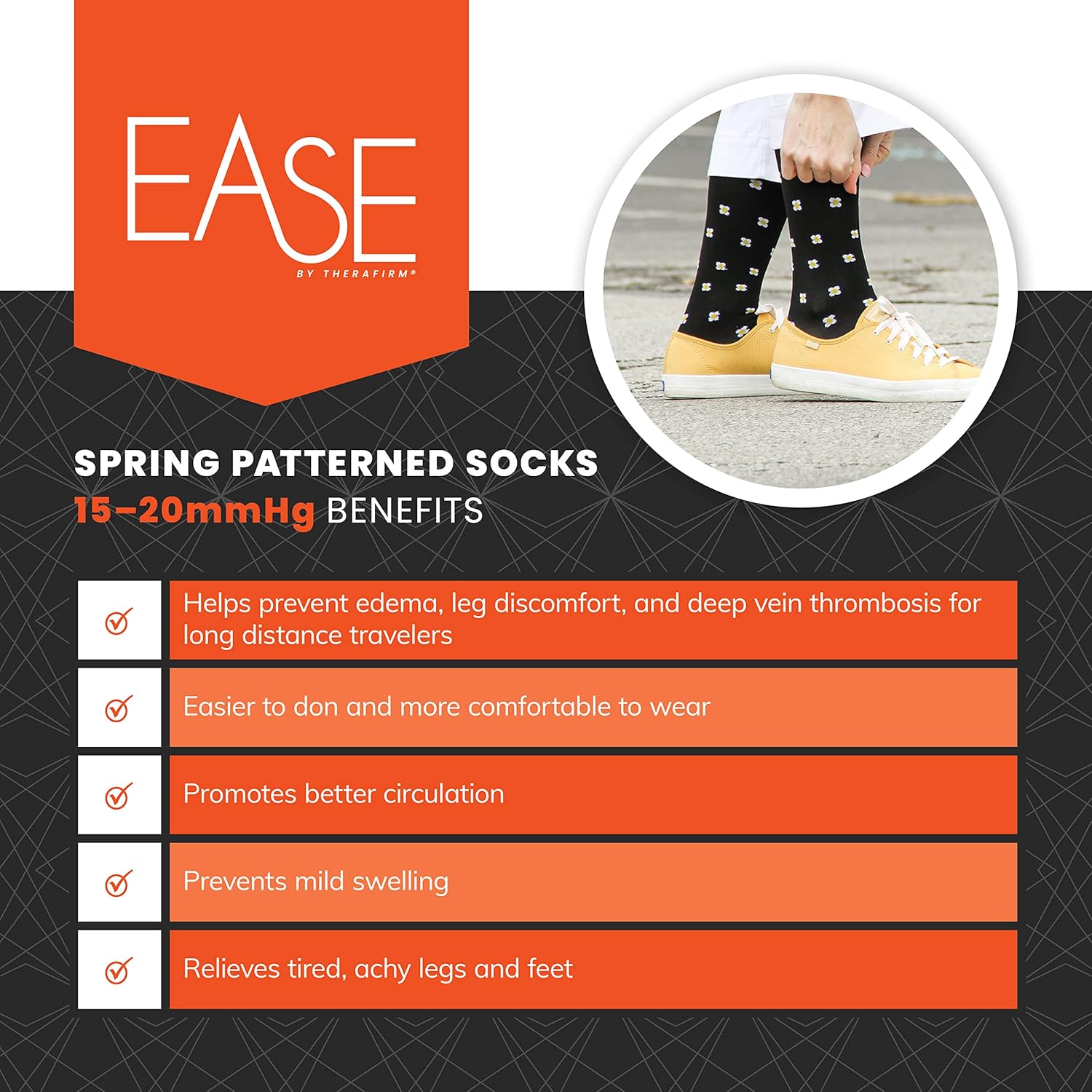 Ease Bold Gradient Compression Socks, 15-20mmHg Compression