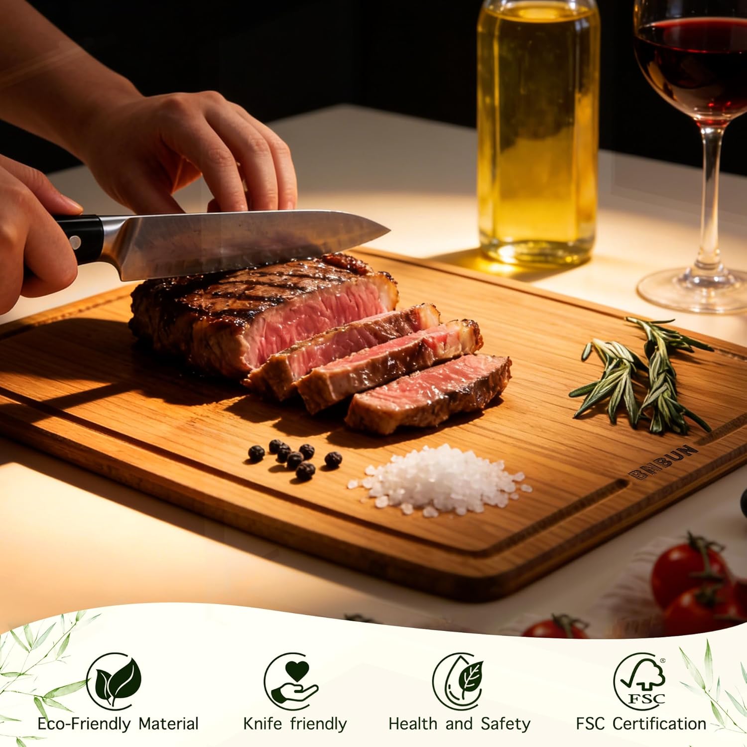 Bamboo Cutting Board for Kitchen, Dishwasher Safe Cutting Board, Lightweight & Durable Bamboo Cutting Boards with Juice Groove, Easy to Store, Reversible Wooden Cutting Board for Meat, Vegetables