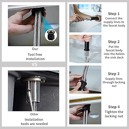 Miniatura 9 de Casta Diva Grifo de lavabo de baño de una sola manija, incluye placa de cubierta para fregadero de baño de 1 o 3 agujeros, instalación sin