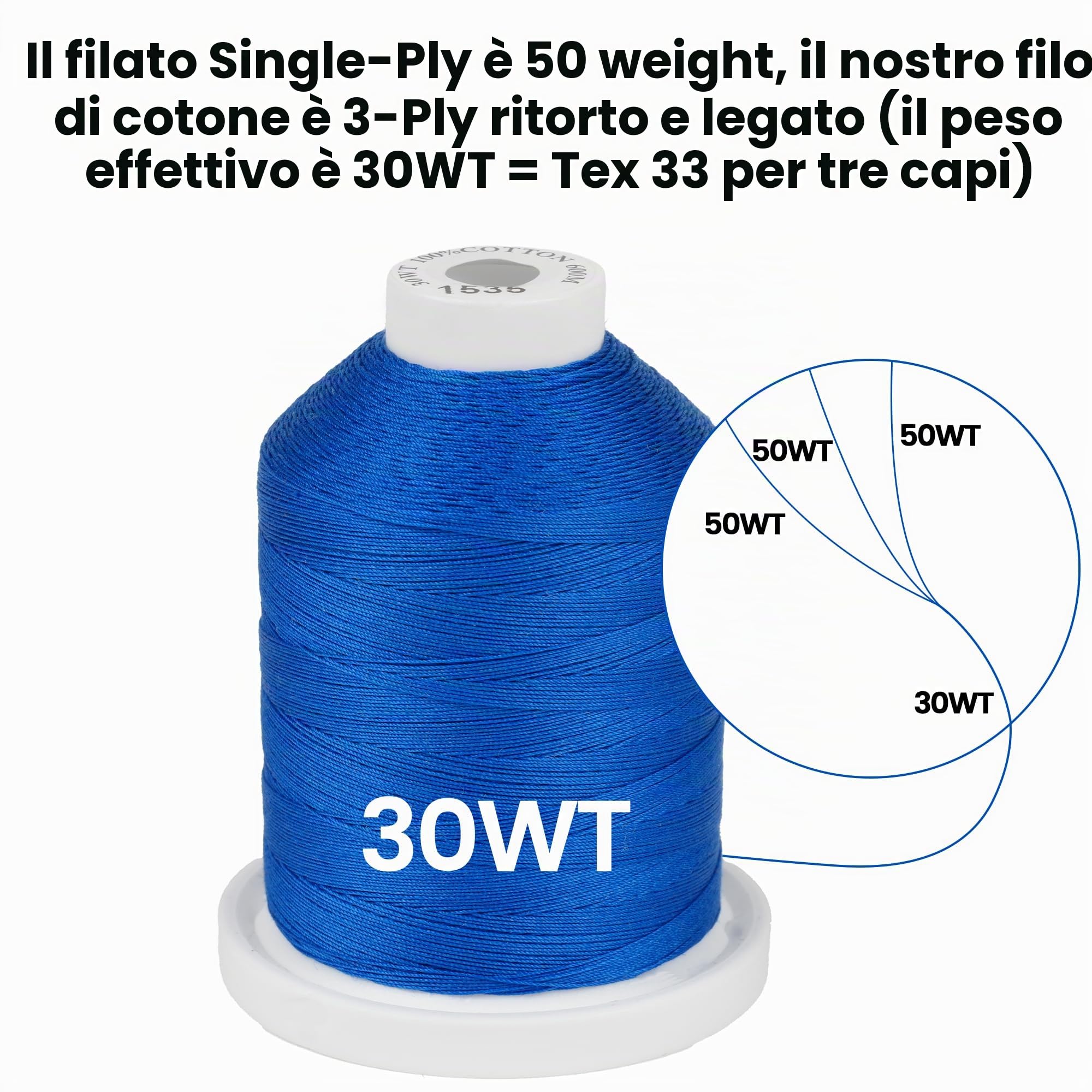 New brothread 12 Colori Neutri&Jean Multiuso Filo di Cotone Mercerizzato al 100% 30WT (50S/3) 600M per Quilting, Cucito e Ricamo