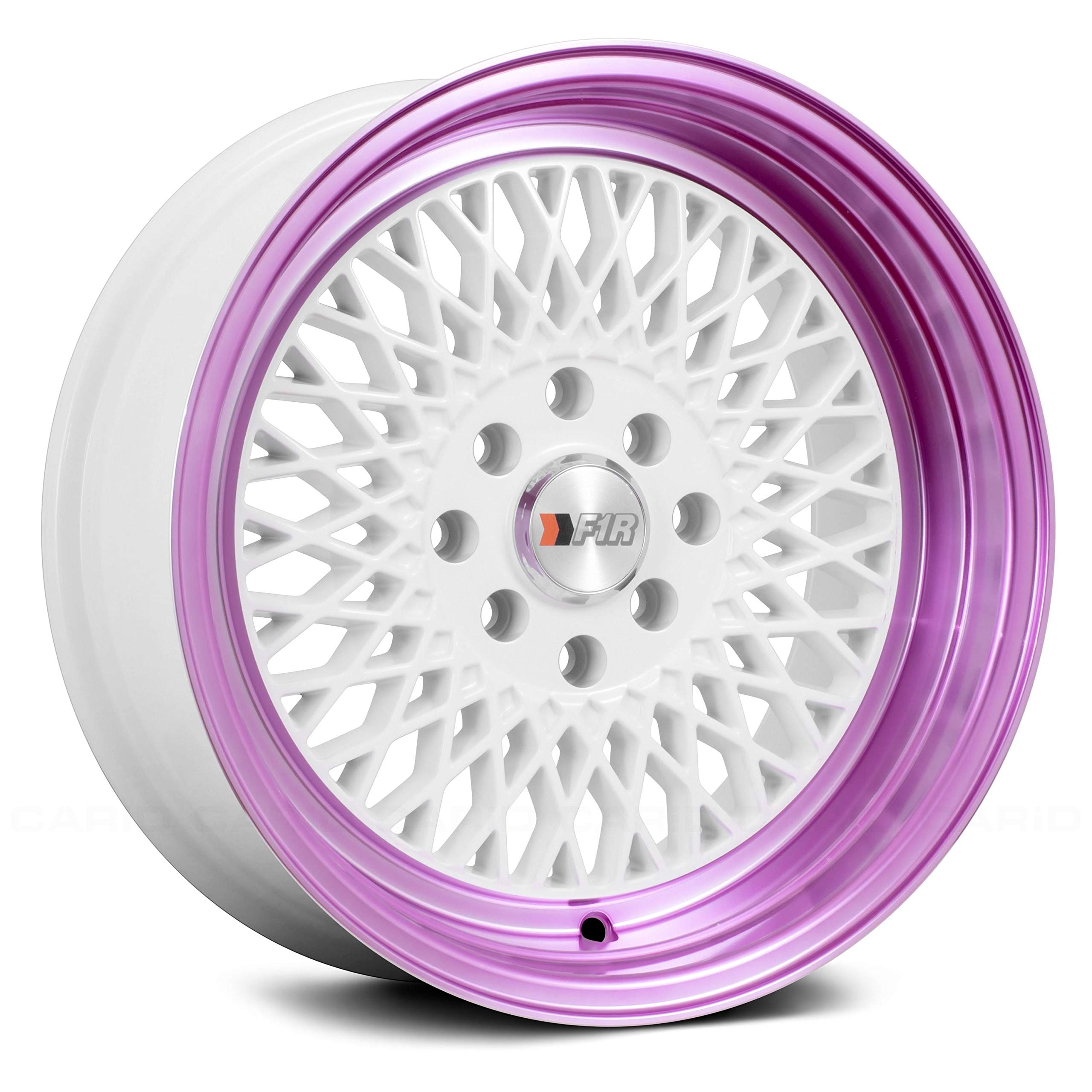 F1R F01 White/Purple Lip Wheel with Painted Finish (15 x 8. inches /4 x 114 mm, 25 mm Offset)