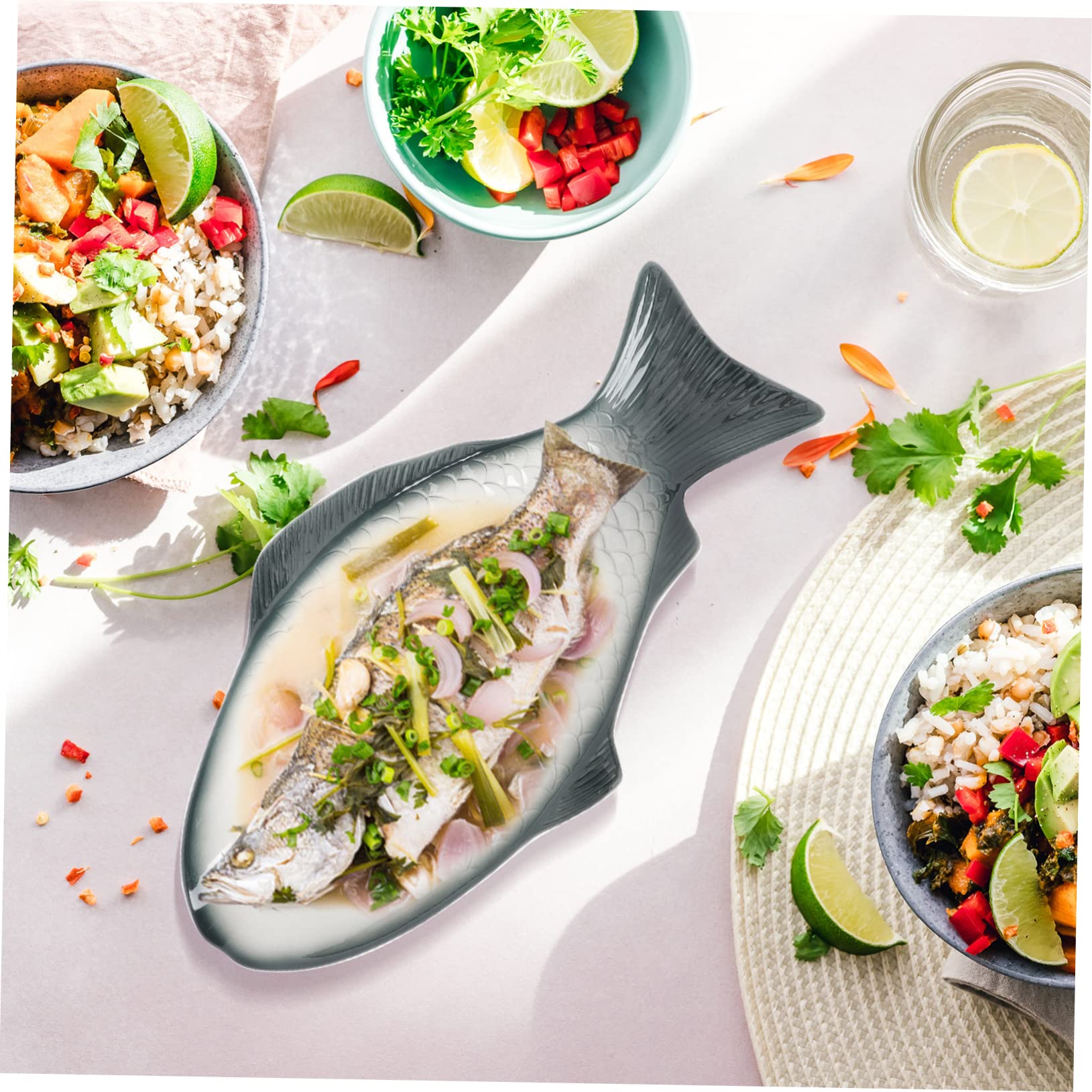 Piatto a Forma di Pesce in Ceramica per Pesce al Vapore | Piatto da Portata per Pesce, per Frutti di Mare, Regalo per Inaugurazione Casa