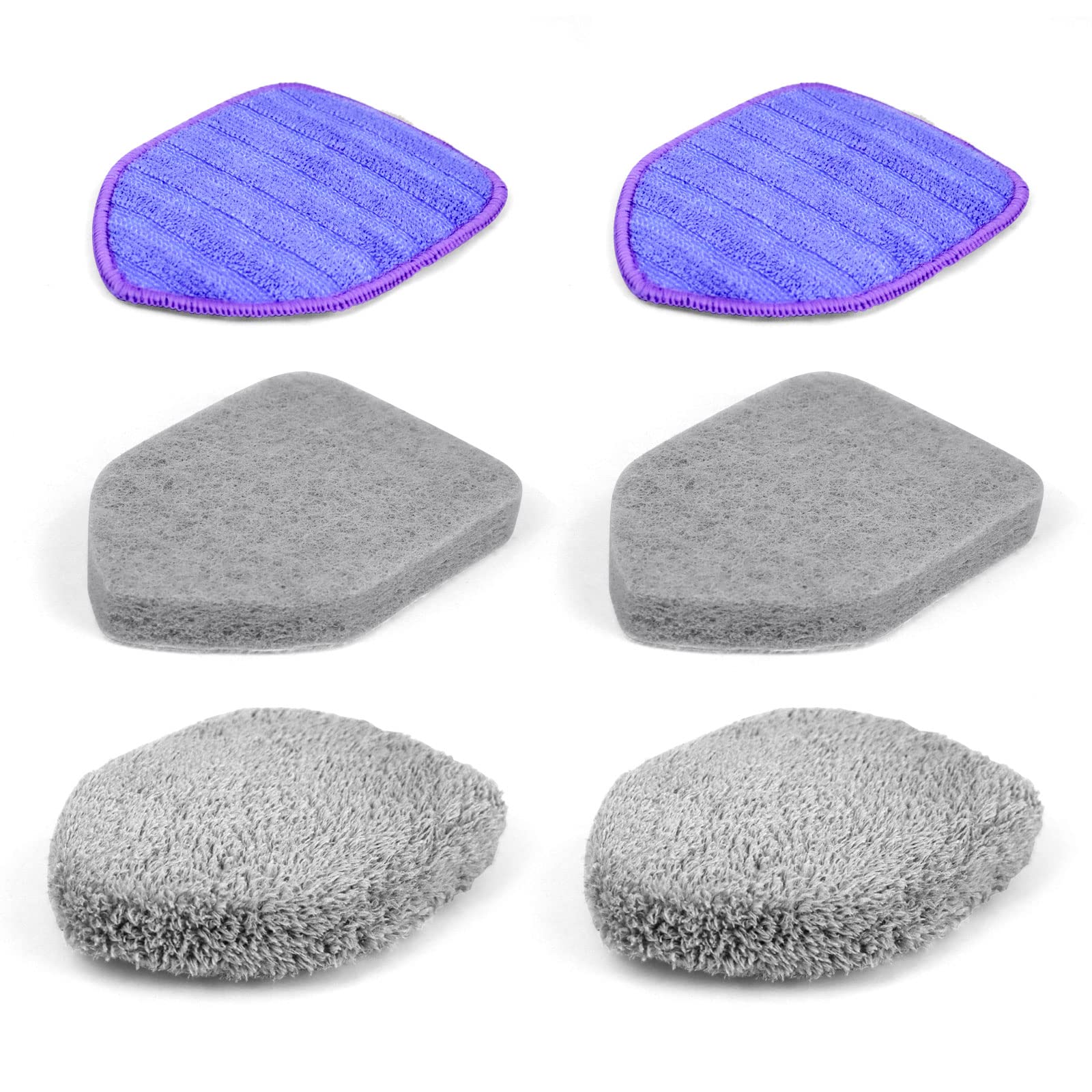 MARSBASE Shower Scrubber Replacement Pads, Scouring Pad, Microfiber Pad and Microfiber Cloth for No Scratch Shower Cleaning Brush, Pack of 6