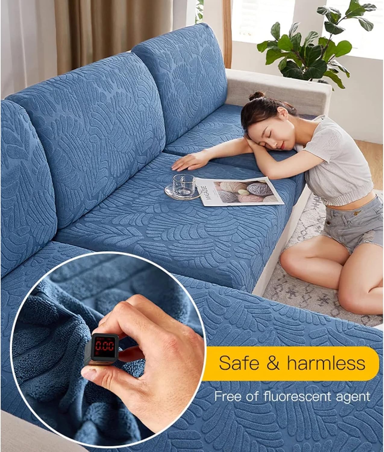 Amposei 2022 New Wear-Resistant Universal Sofa Cover, Universal Elastic Non-Slip Sofa Cover, Furniture Protector High Stretch Slipcovers for Home Living Room (F, Lay Seat Cover)