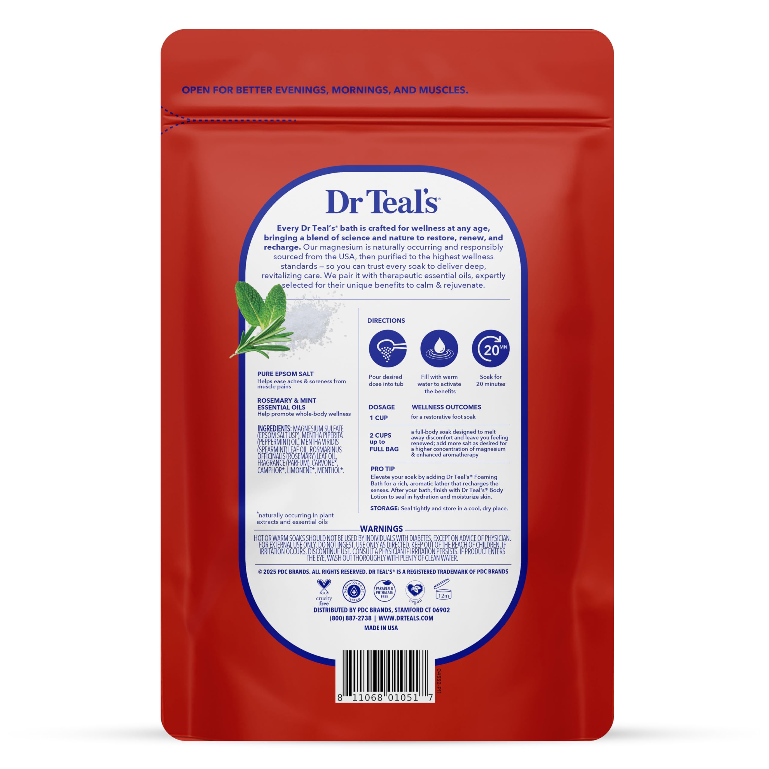 Dr Teal's Wellness Therapy - Sales de Epsom de 3 libras, transparente