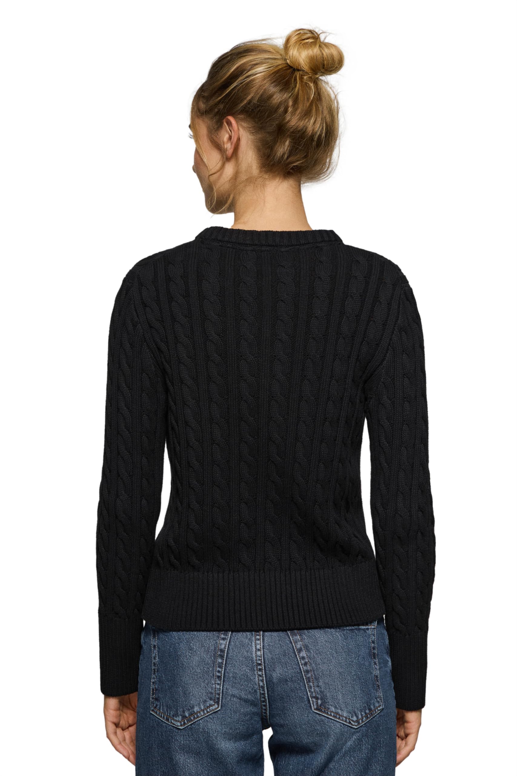 Polo Club Pull en Maille Torsadée pour Femme avec Logo brodé