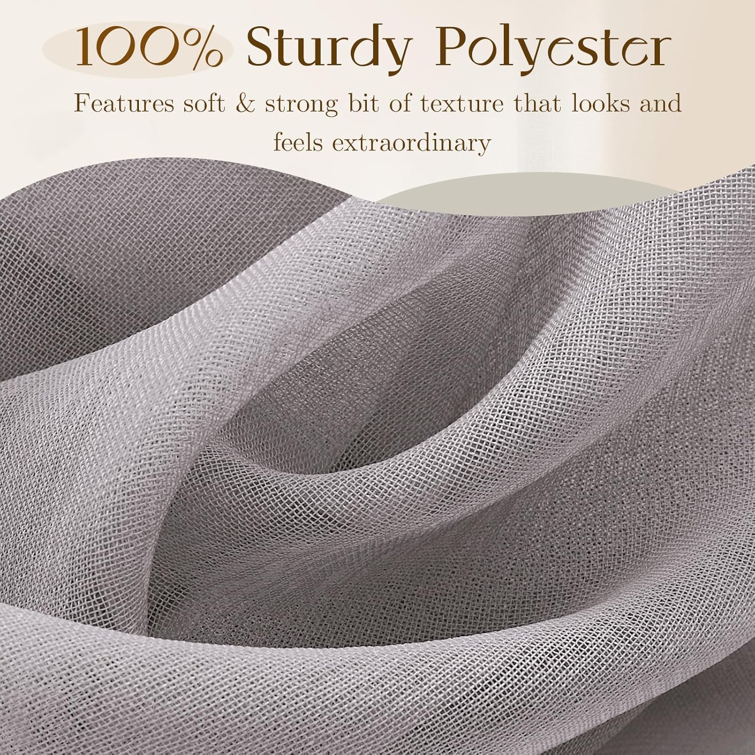 Dreaming Casa Grey Sheer Curtains 102 Inches Long, Rod Pocket & Back Tab Light Filtering Textured Sheers for Living Room Bedroom, 2 Panels, Each 52" W x 102" L 52"W x 102"L (Pack of 2) Grey