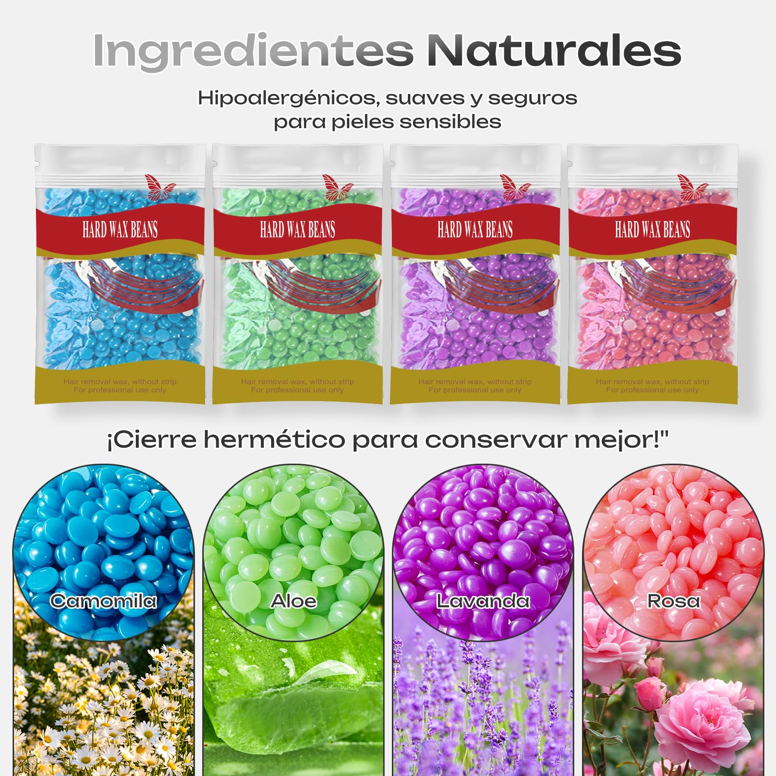 Calentador de Cera Depilatoria Profesional - Máquina de Cera Caliente para Depilación Rápida en Cara, Axilas y Cuerpo, Kit Completo 4 Ceras, Compacto, Portátil y Seguro para Piel Sensible (Negro)
