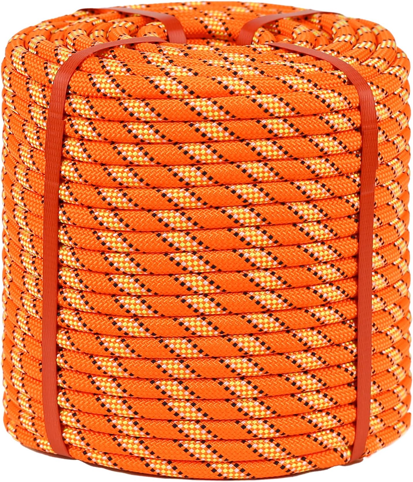1/2 Inch Arborist Rigging Rope (200 Ft) - Orange Double Braid Polyester Tree Rope & Bull Rope, High Visibility Safety Line - 48 Strand High Tensile Strength