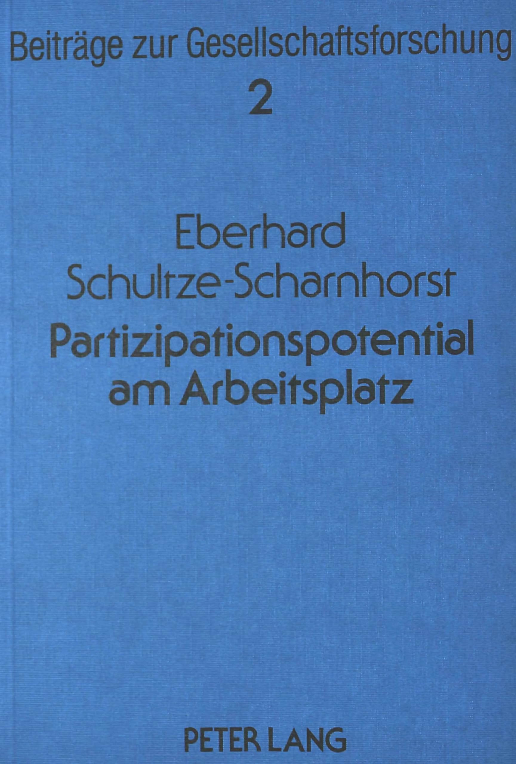 Partizipationspotential am Arbeitsplatz: Eine empirisch-soziologische Untersuchung in Giessereien zur Fortentwicklung der industriellen Mitbestimmung ... Contributions to Social Research, Band 2)